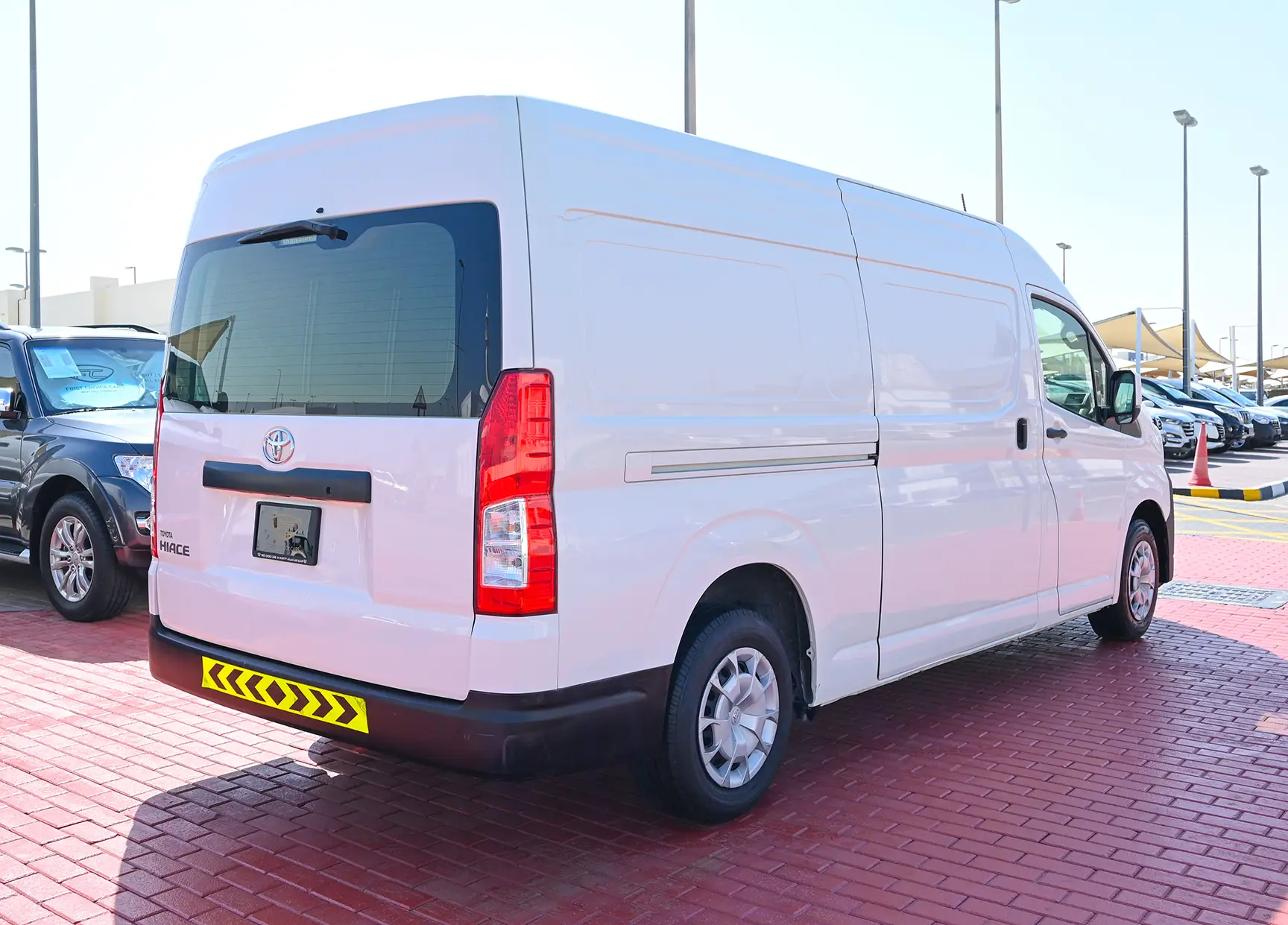 Used 2020 Toyota Hiace GL High Roof White – Right Back Diagonal (45°) View at First Choice Cars Sharjah
