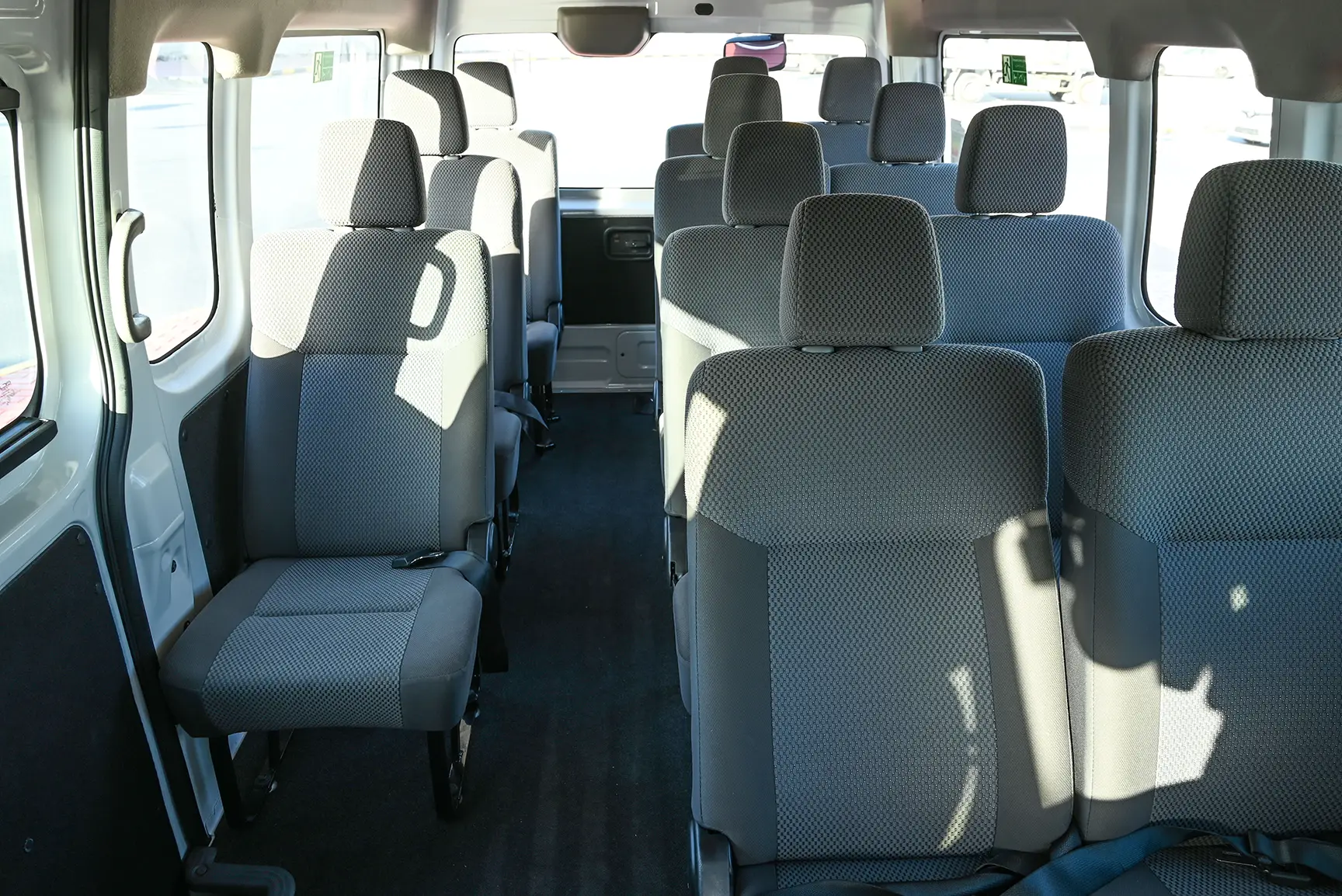 Used 2021 Nissan Urvan High Roof White – Rear Seat View at First Choice Cars Sharjah