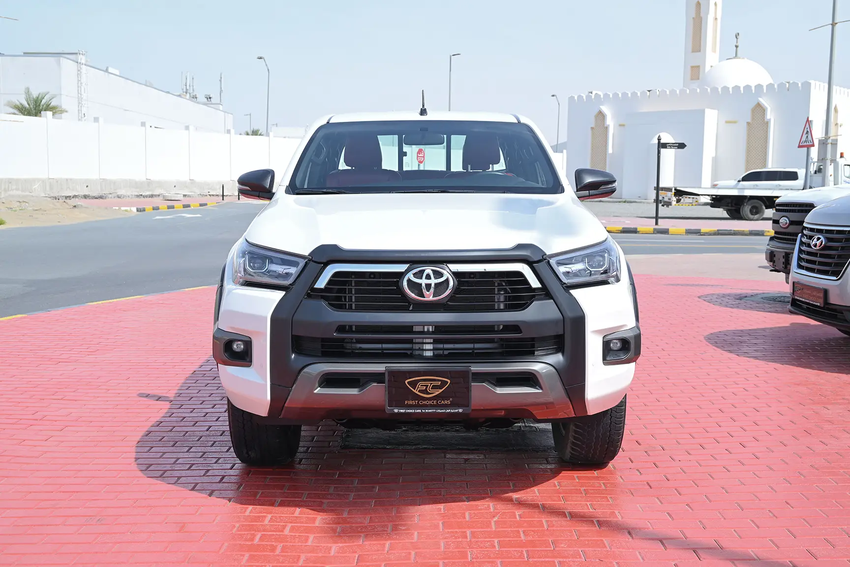 Used 2020 Toyota Hilux Adventure Double Cabin White – Front View at First Choice Cars Sharjah