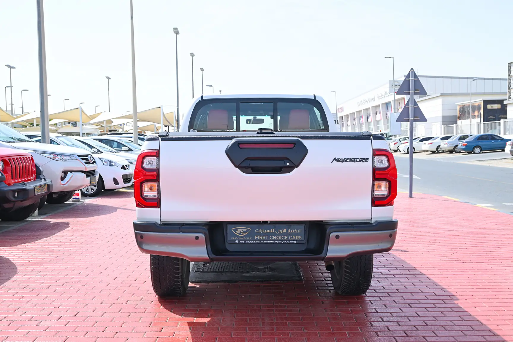 Used 2020 Toyota Hilux Adventure Double Cabin White – Back/Rear View at First Choice Cars Sharjah