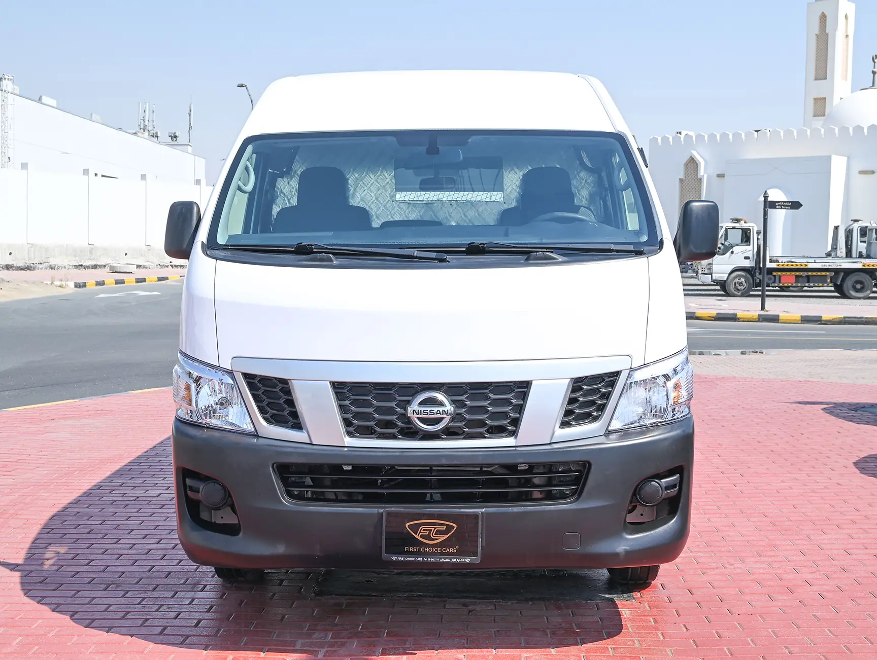 Used 2016 Nissan Urvan High Roof White – Front View at First Choice Cars Sharjah