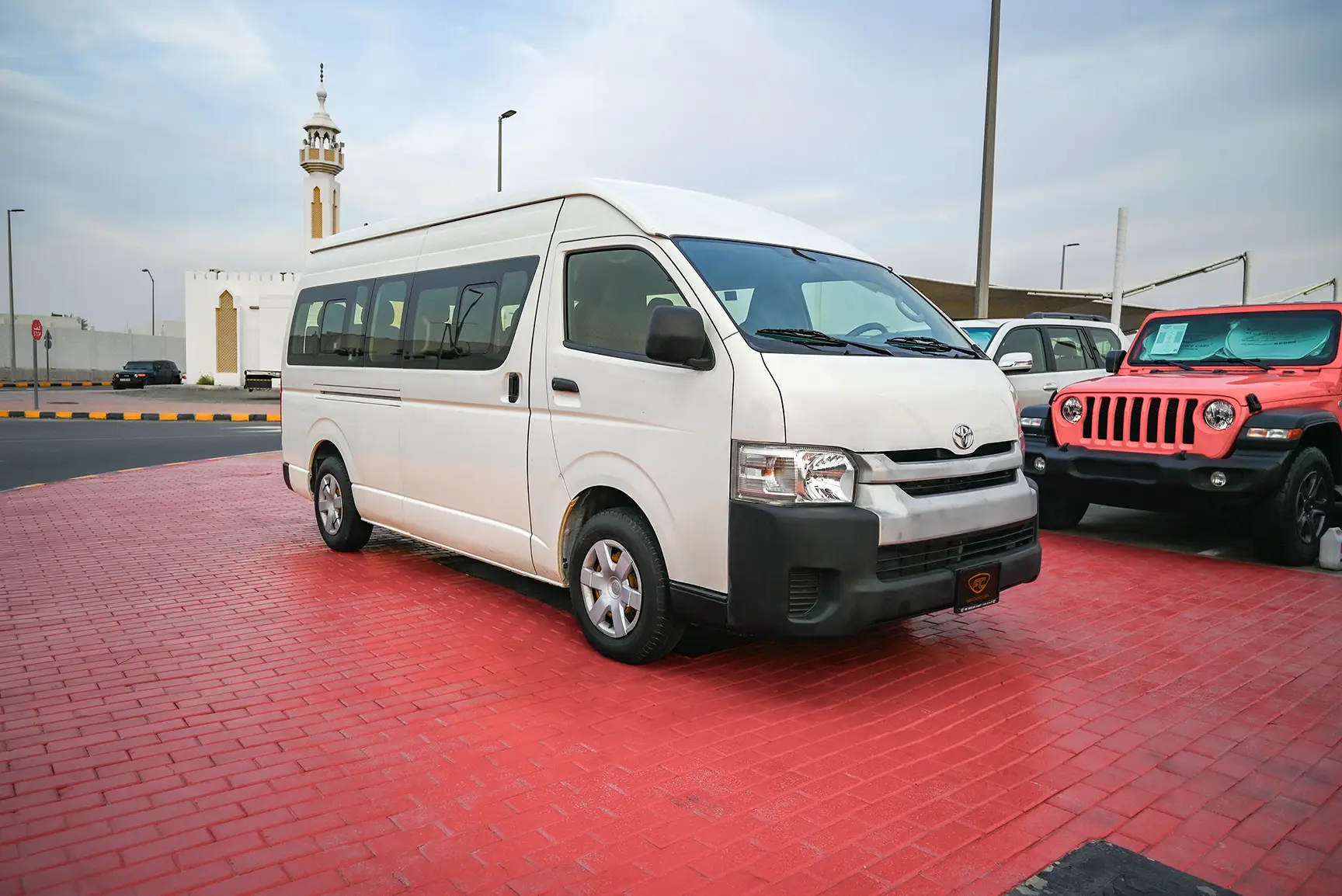 Used 2017 Toyota Hiace GL High Roof White – Right Front Diagonal (45°) View at First Choice Cars Sharjah