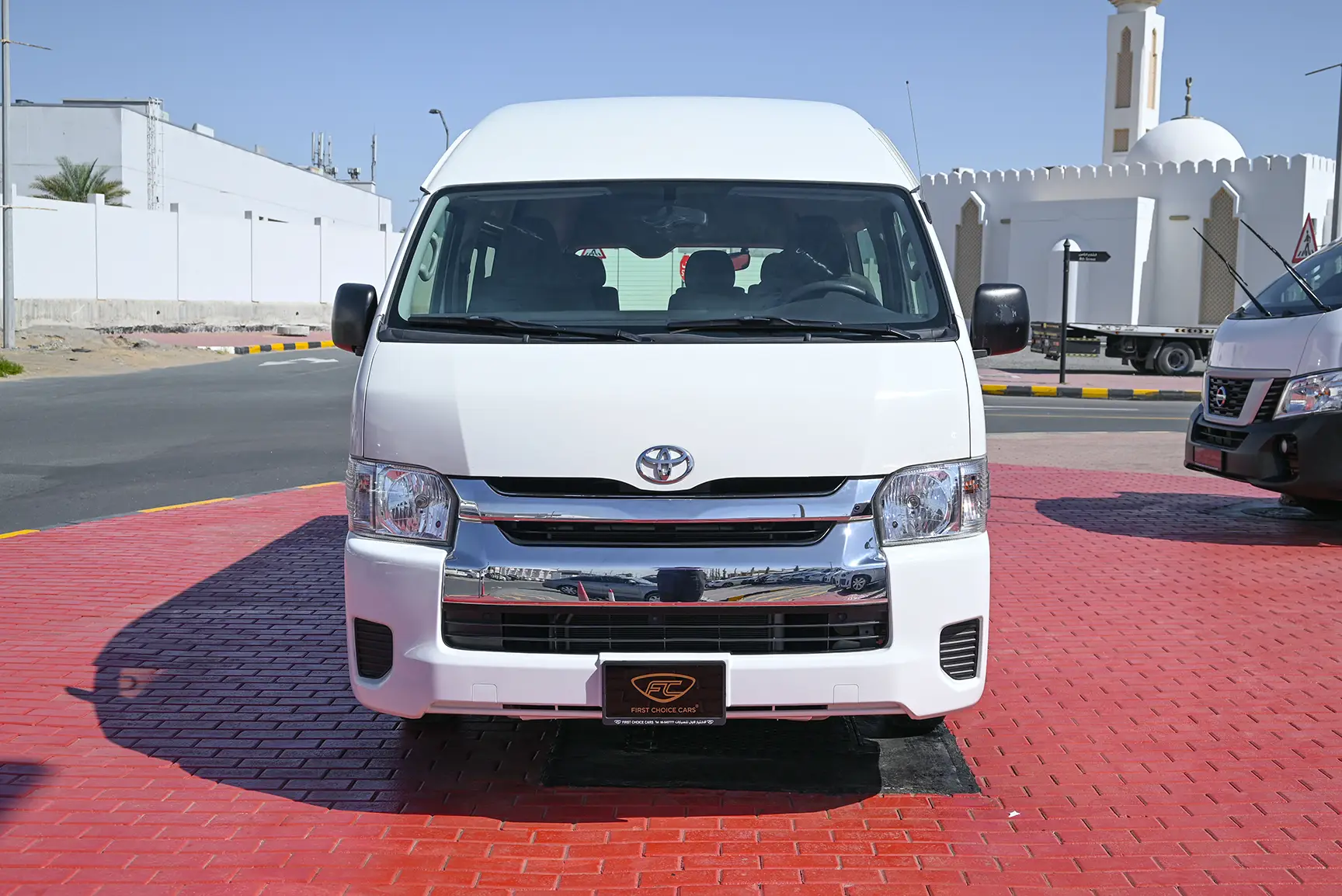 Used 2018 Toyota Hiace GLX High Roof White – Front View at First Choice Cars Sharjah