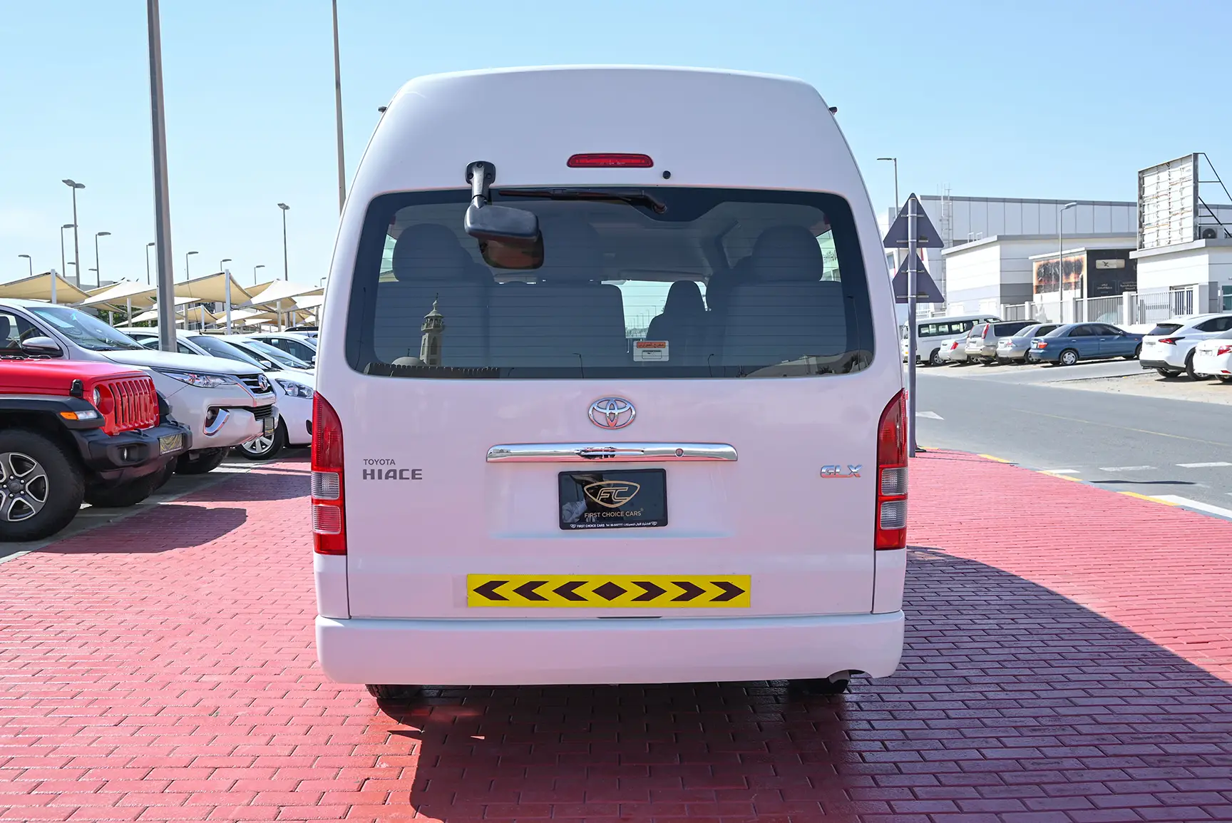 Used 2018 Toyota Hiace GLX High Roof White – Back/Rear View at First Choice Cars Sharjah