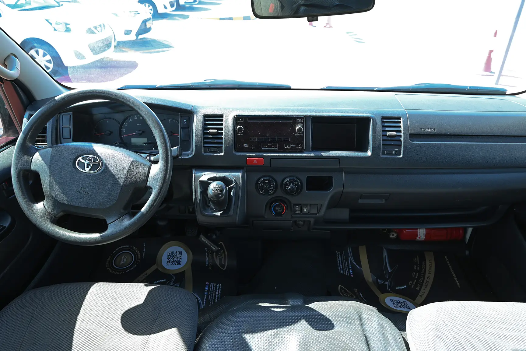 Used 2018 Toyota Hiace GLX High Roof White – Front Cabin / Dashboard Full View at First Choice Cars Sharjah