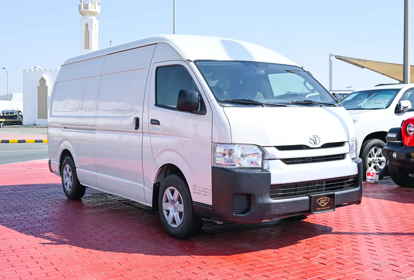 Used 2018 Toyota Hiace GLS High Roof in White – Right Front Diagonal (45°) View for Sale at First Choice Cars Dubai Sharjah