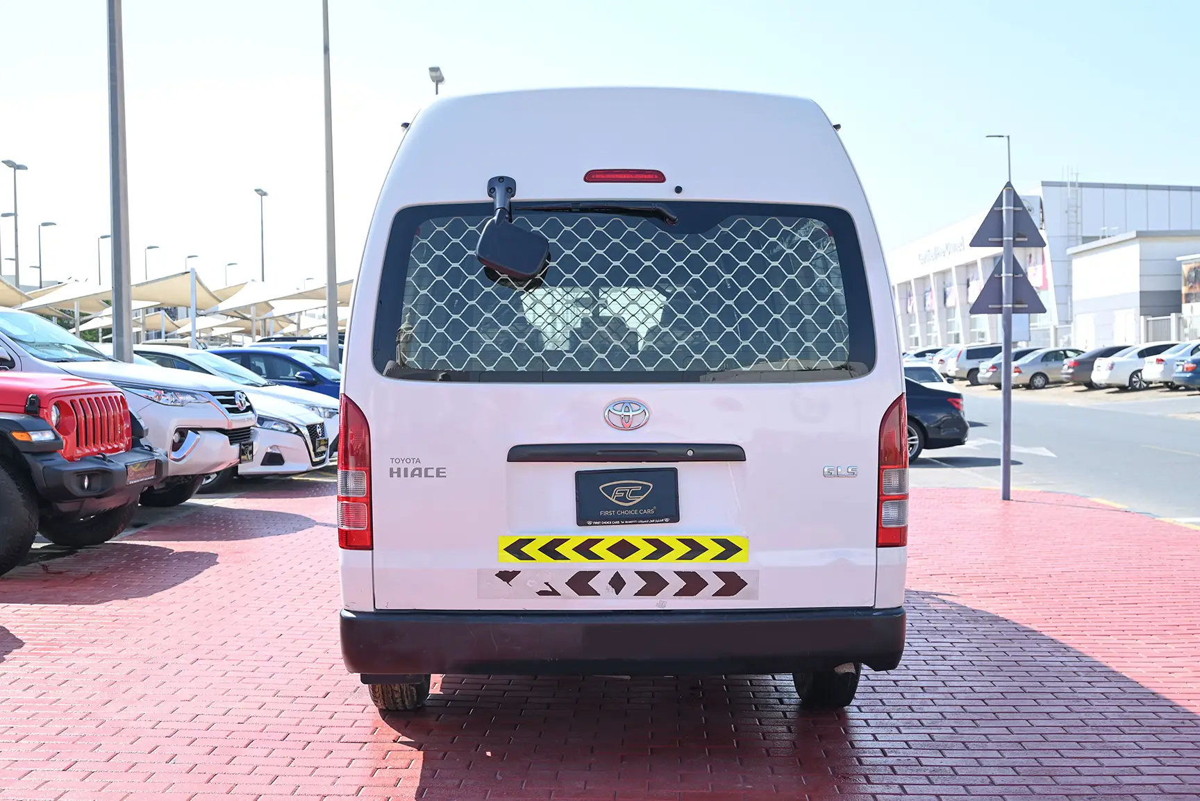 Used 2018 Toyota Hiace GLS High Roof in White – Back/Rear View for Sale at First Choice Cars Dubai Sharjah