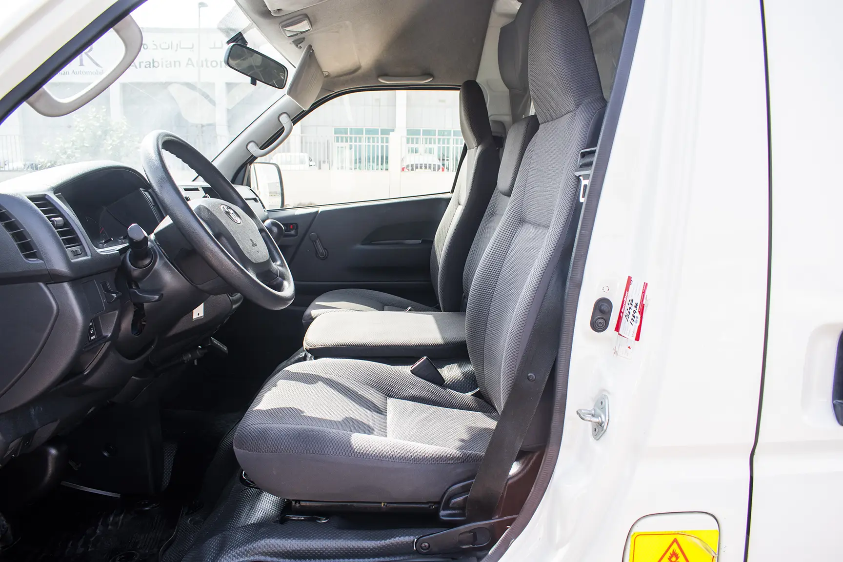 Used 2018 Toyota Hiace GLS High Roof in White – Front Driver Side Cabin View for Sale at First Choice Cars Dubai Sharjah