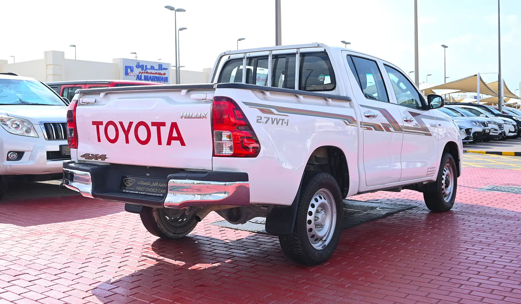 Used 2020 Toyota Hilux GL Double Cabin White – Right Back Diagonal (45°) View at First Choice Cars Sharjah