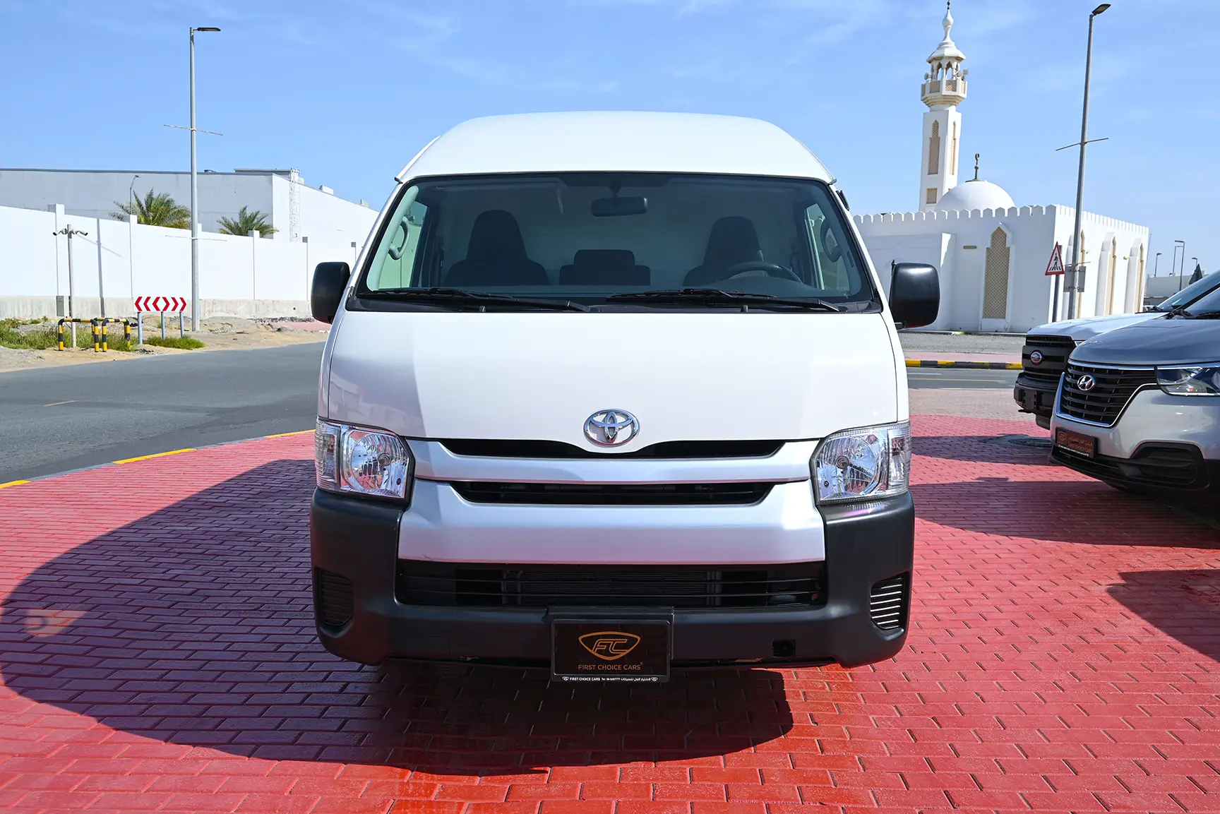 Used 2020 Toyota Hiace GL High Roof White – Front View at First Choice Cars Sharjah