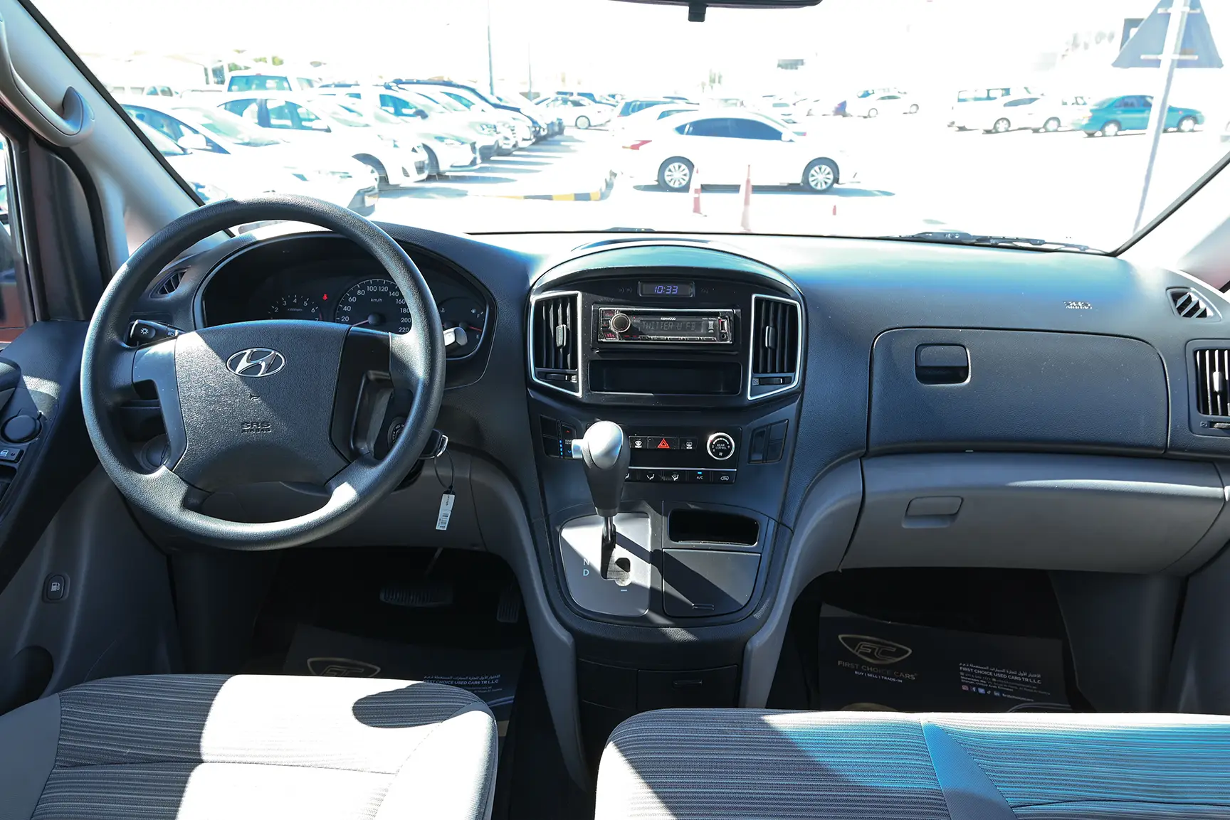 Used 2020 Hyundai H1 9-Seater Wagon Silver – Front Cabin / Dashboard Full View at First Choice Cars Sharjah
