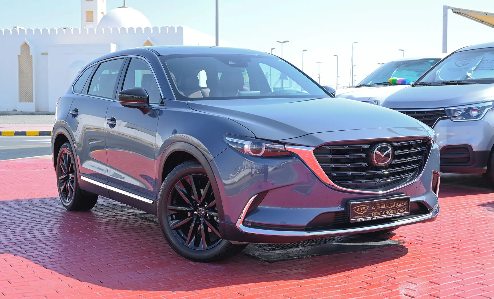 Used 2022 Mazda CX-9 Ignite Edition Blue – Right Front Diagonal (45°) View at First Choice Cars Sharjah