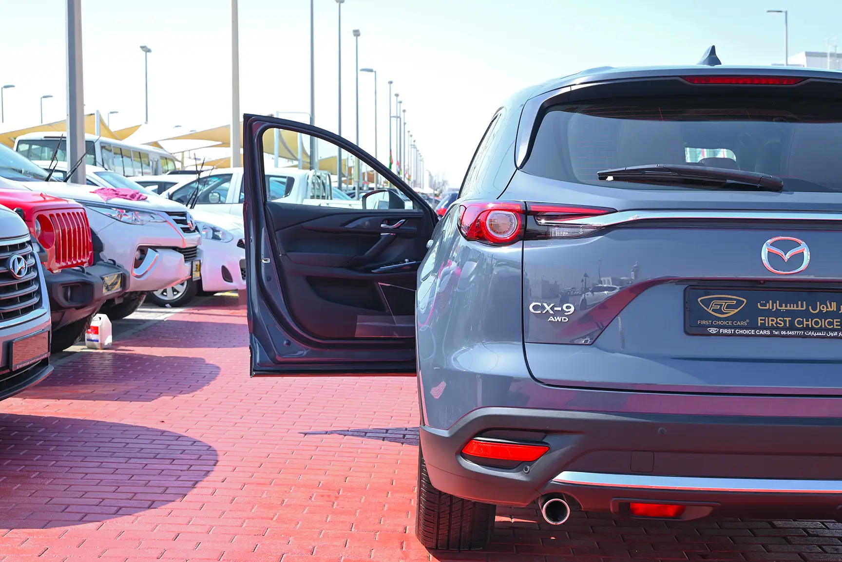 Used 2022 Mazda CX-9 Ignite Edition Blue – Taillight Close-up at First Choice Cars Sharjah