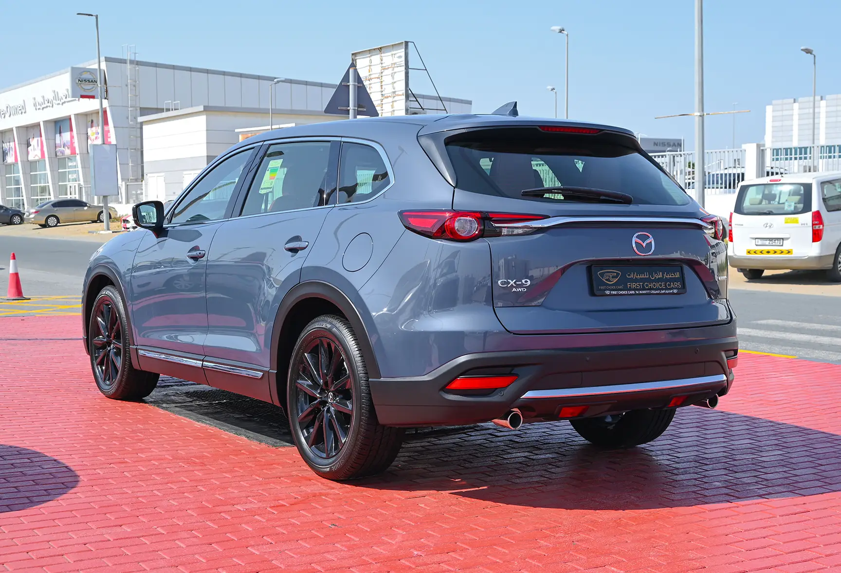 Used 2022 Mazda CX-9 Ignite Edition Blue – Left Back Diagonal (45°) View at First Choice Cars Sharjah