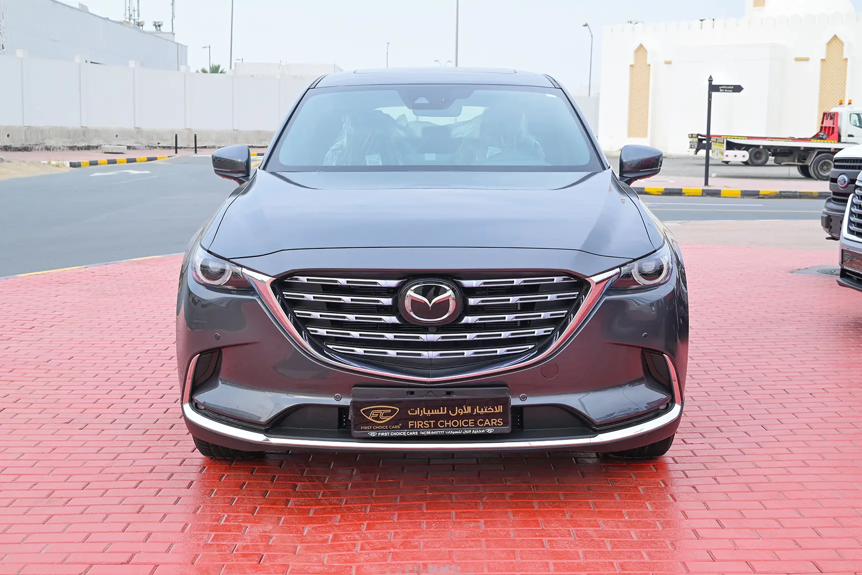 Used 2022 Mazda CX-9 Signature Edition Grey – Front View at First Choice Cars Sharjah