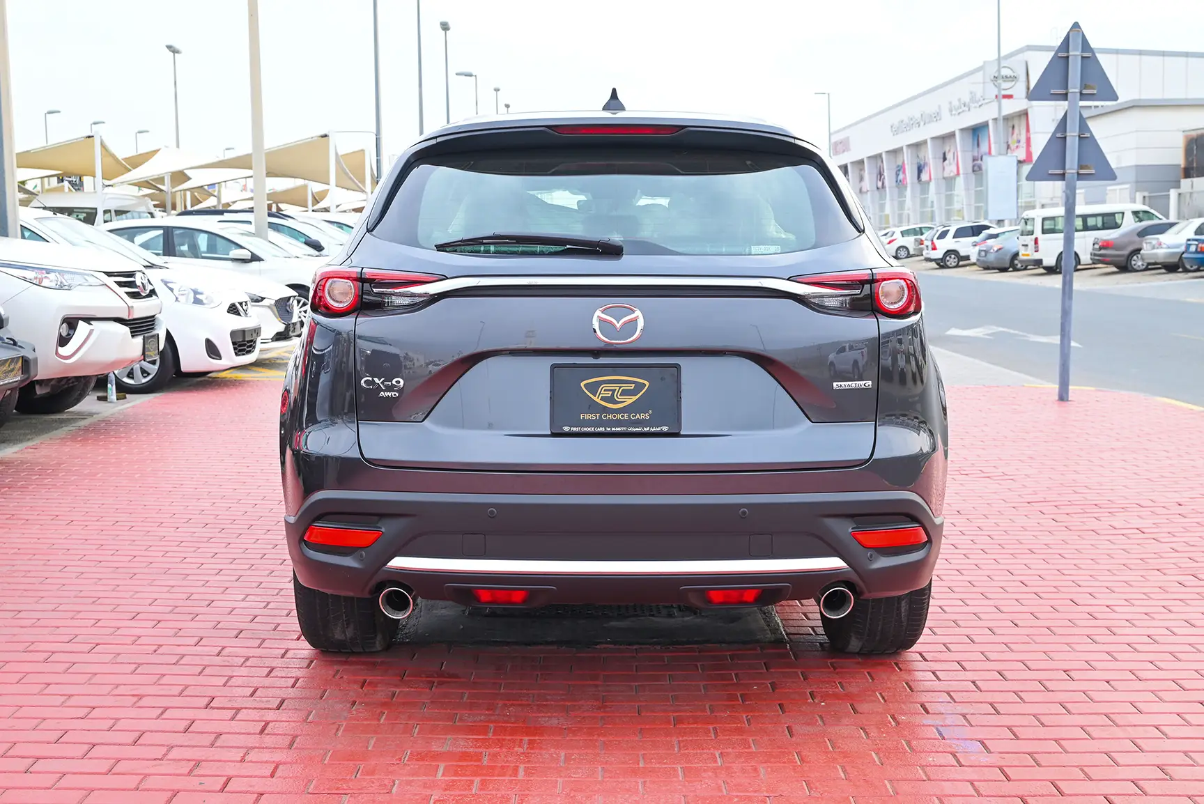 Used 2022 Mazda CX-9 Signature Edition Grey – Back/Rear View at First Choice Cars Sharjah