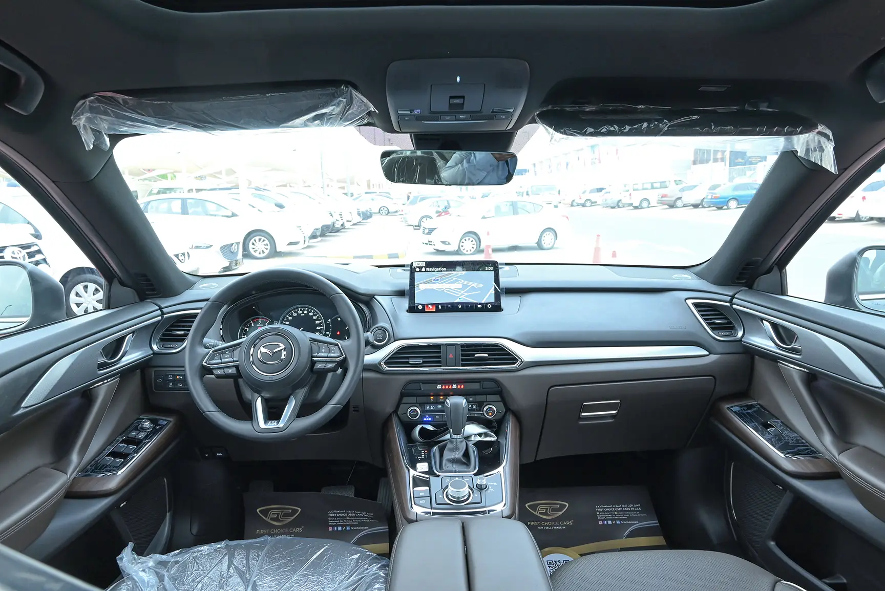 Used 2022 Mazda CX-9 Signature Edition Grey – Front Cabin / Dashboard Full View at First Choice Cars Sharjah