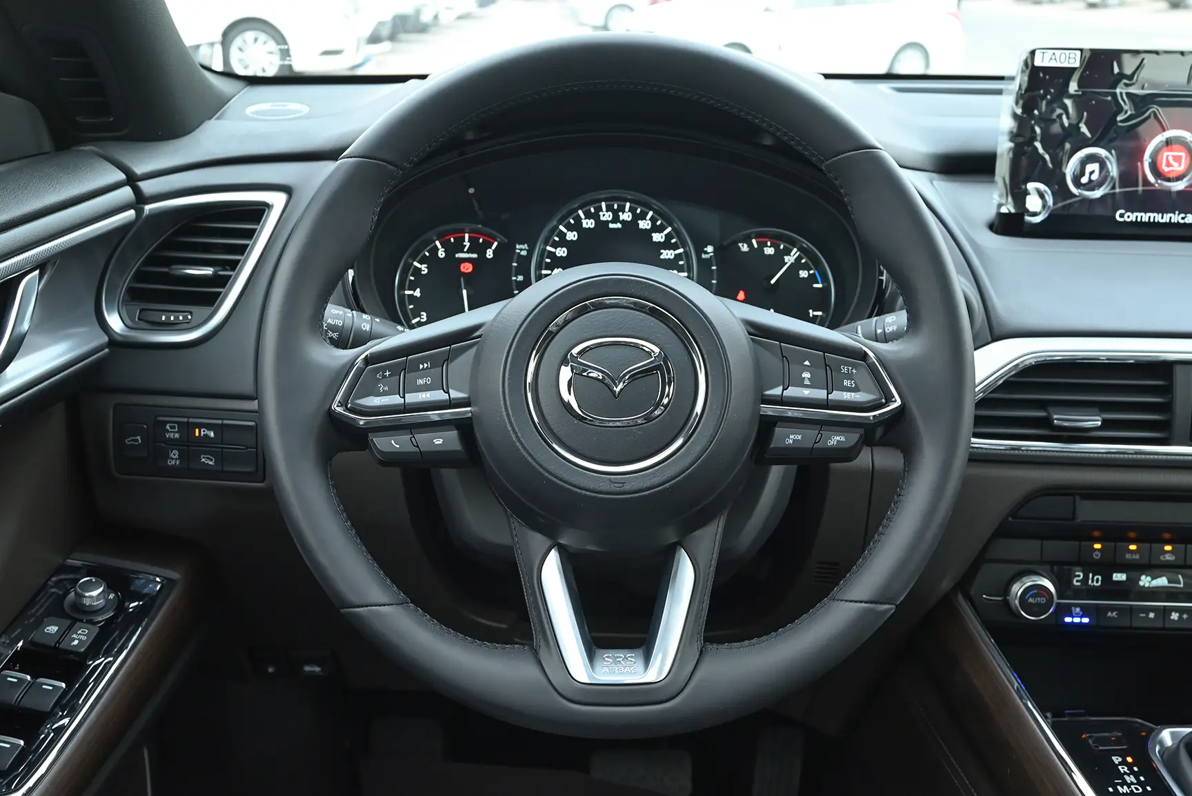 Used 2022 Mazda CX-9 Signature Edition Grey – Driver Side Dashboard & Steering View at First Choice Cars Sharjah