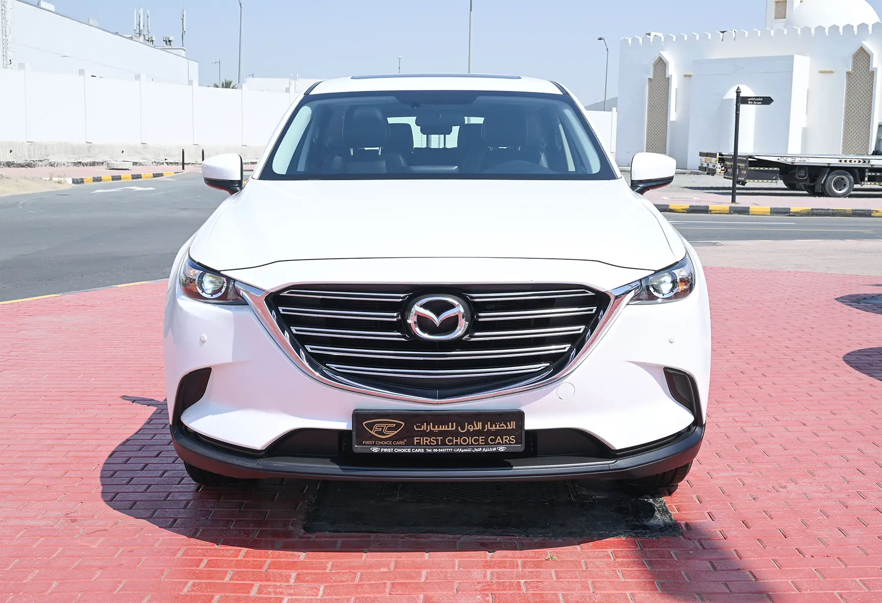 Used 2020 Mazda CX-9 GT White – Front View at First Choice Cars Sharjah