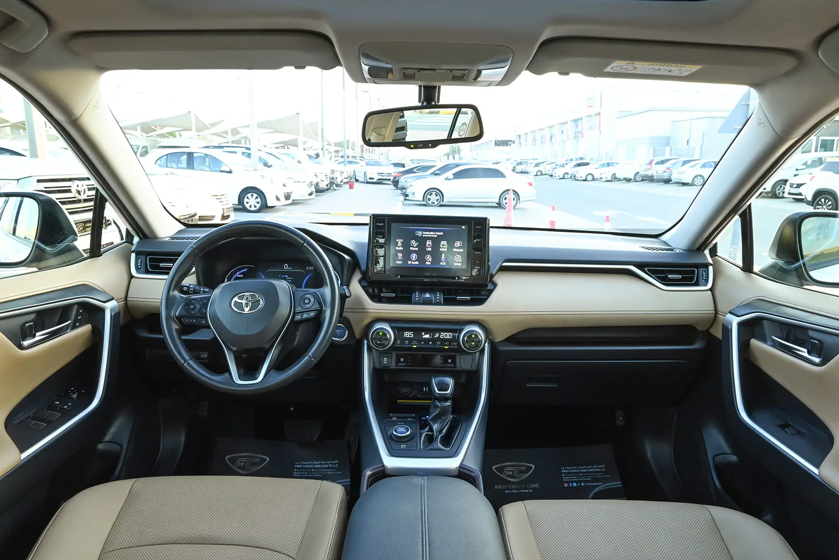 Used 2019 Toyota RAV4 VXR in White – Front Cabin / Dashboard Full View for Sale at First Choice Cars Dubai Sharjah