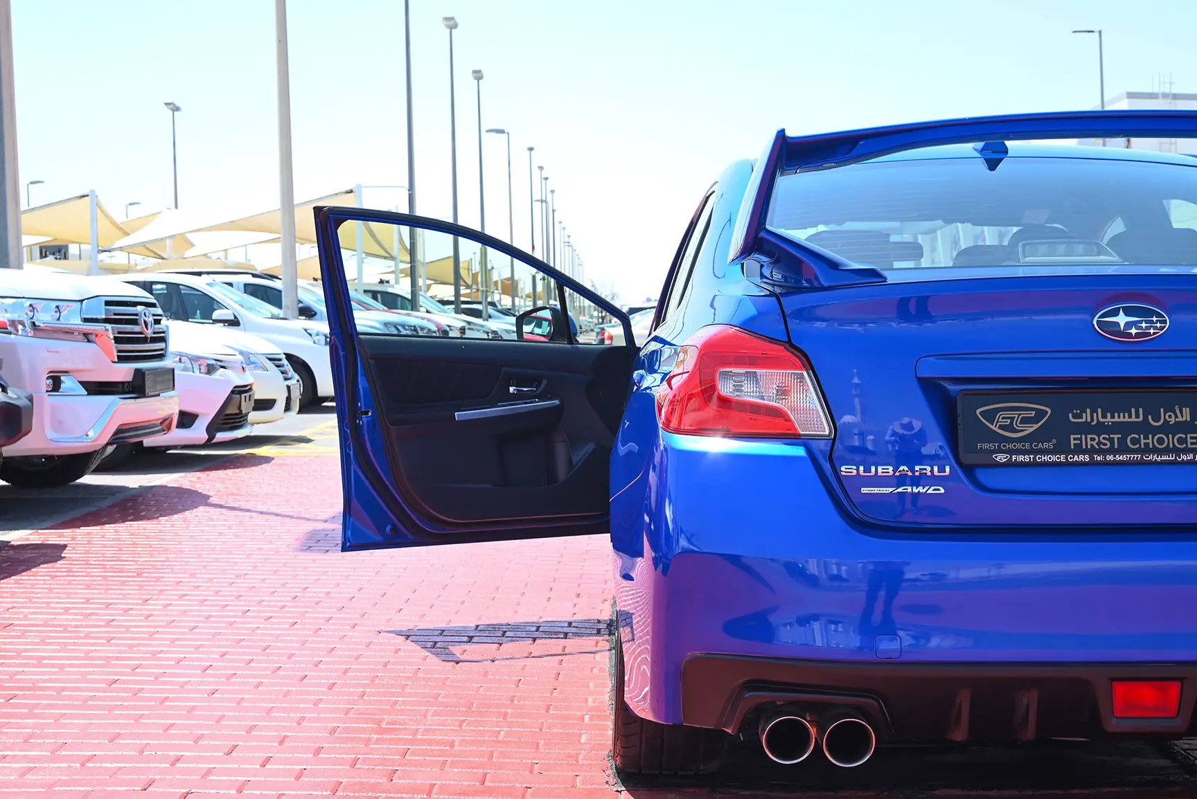 Used 2017 Subaru WRX Sti Blue – Taillight Close-up at First Choice Cars Sharjah