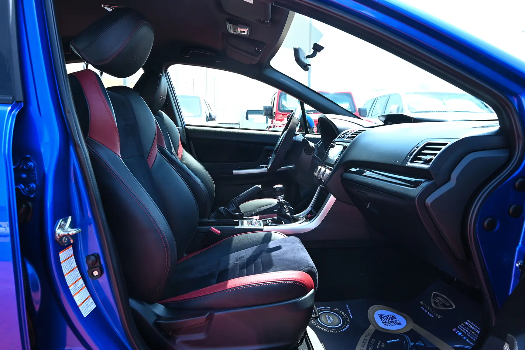 Used 2017 Subaru WRX Sti Blue – Front Passenger Side Cabin View at First Choice Cars Sharjah