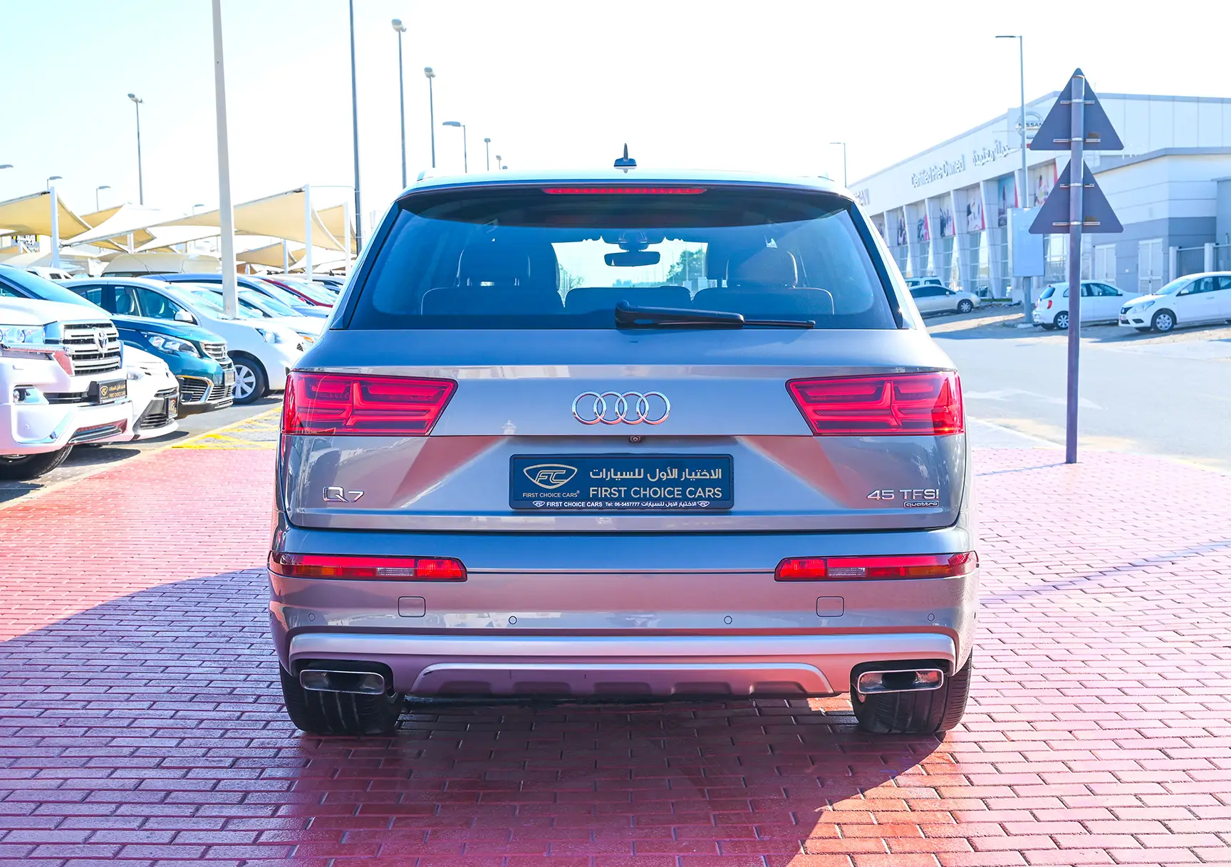 Used 2016 Audi Q7 S-Line Grey – Back/Rear View at First Choice Cars Sharjah