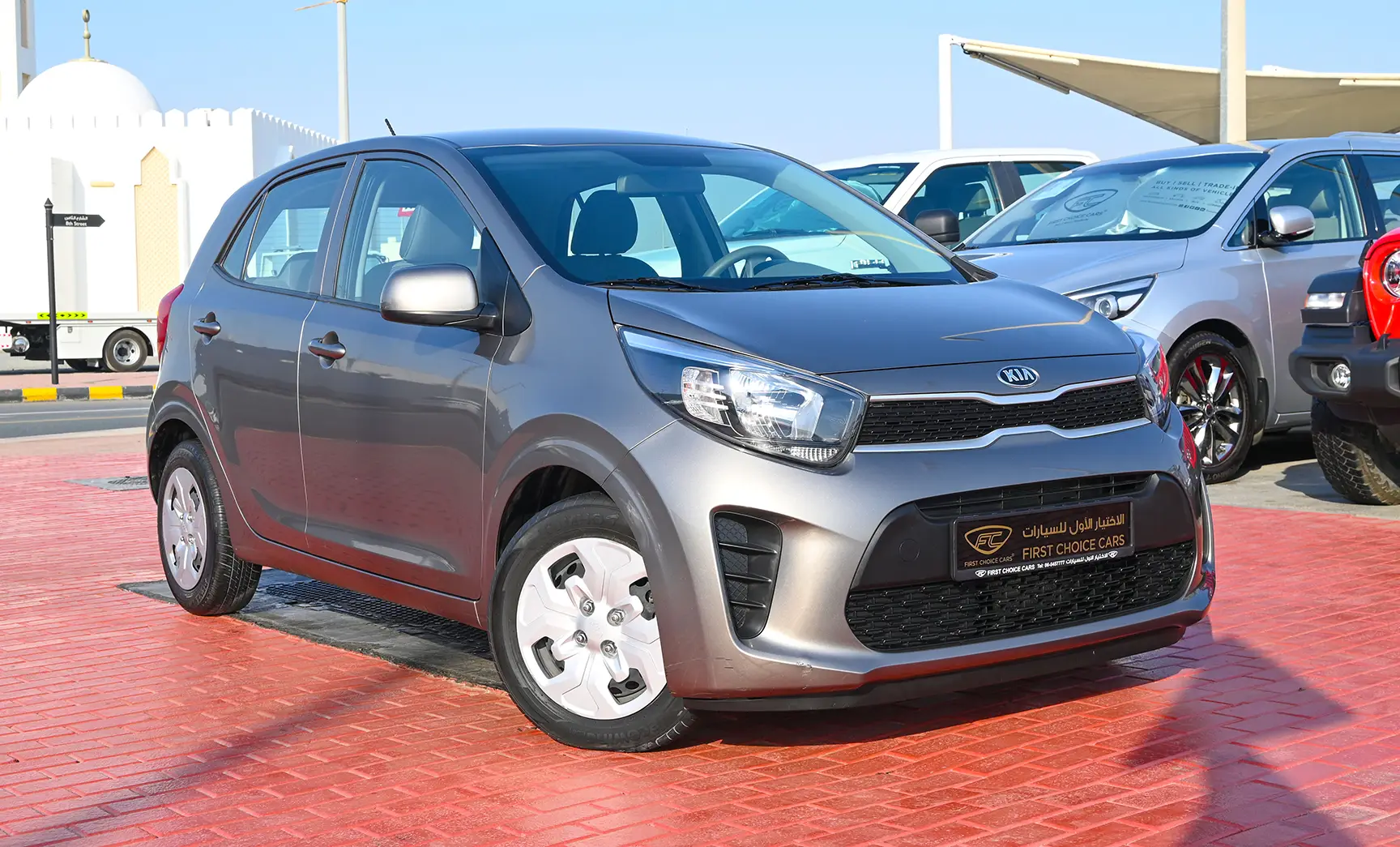 Used 2020 KIA Picanto EX Grey – Right Front Diagonal (45°) View at First Choice Cars Sharjah