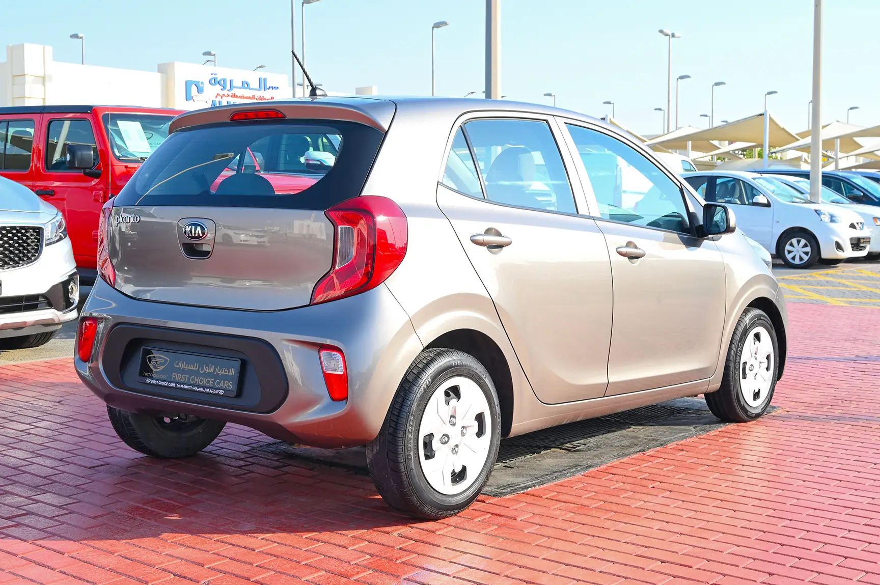 Used 2020 KIA Picanto EX Grey – Right Back Diagonal (45°) View at First Choice Cars Sharjah