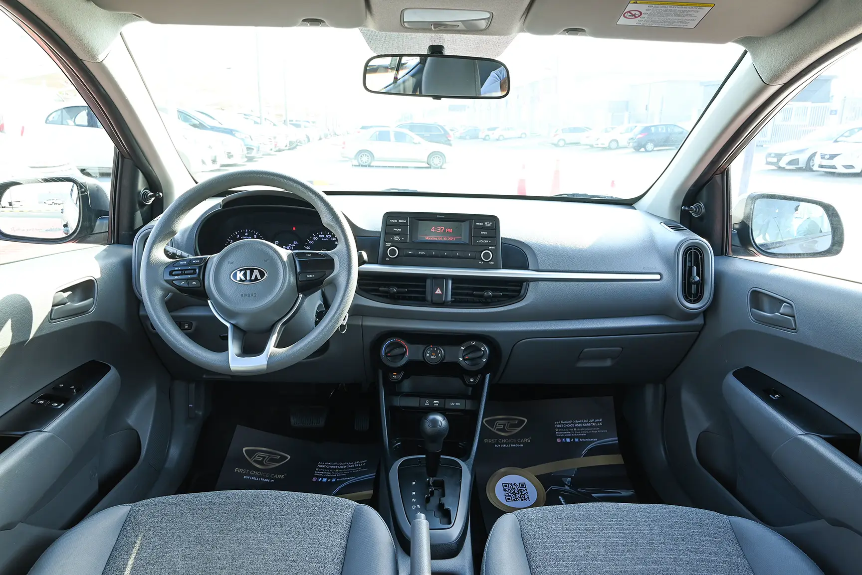 Used 2020 KIA Picanto EX Grey – Front Cabin / Dashboard Full View at First Choice Cars Sharjah
