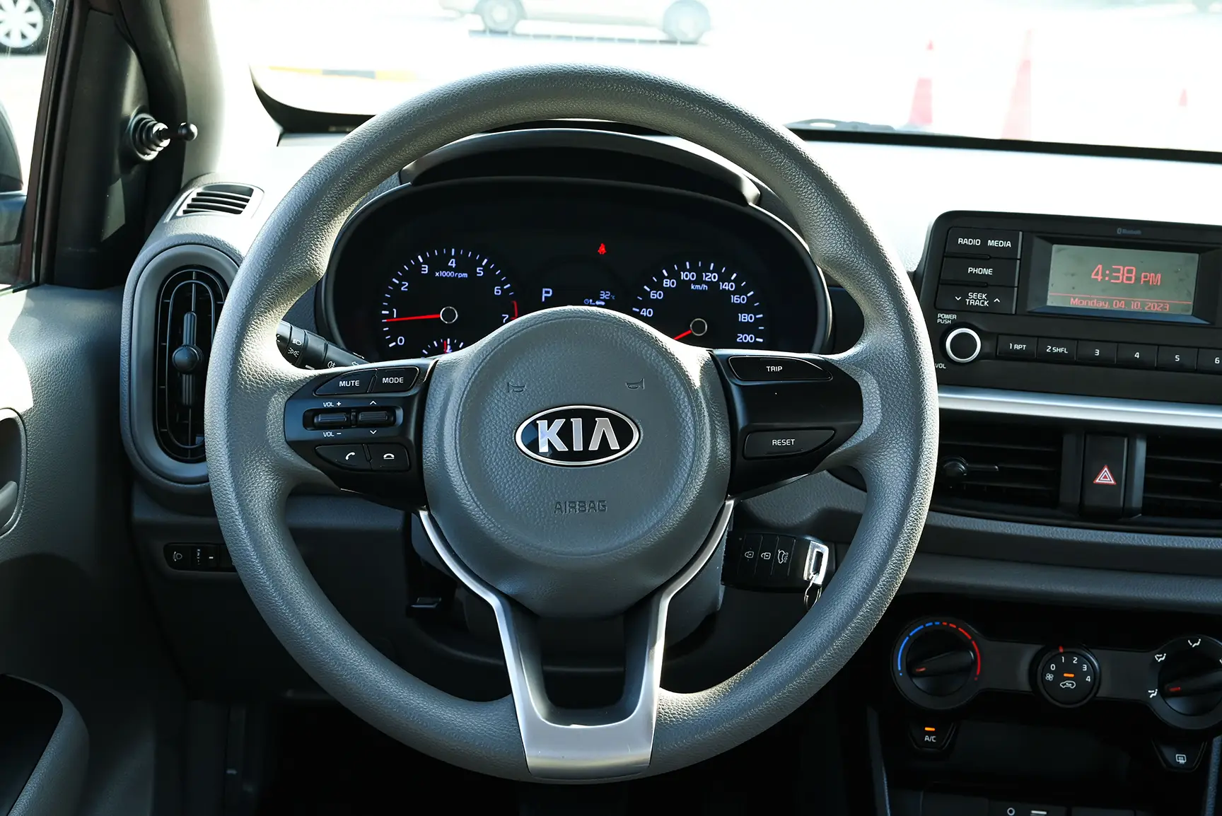 Used 2020 KIA Picanto EX Grey – Driver Side Dashboard & Steering View at First Choice Cars Sharjah