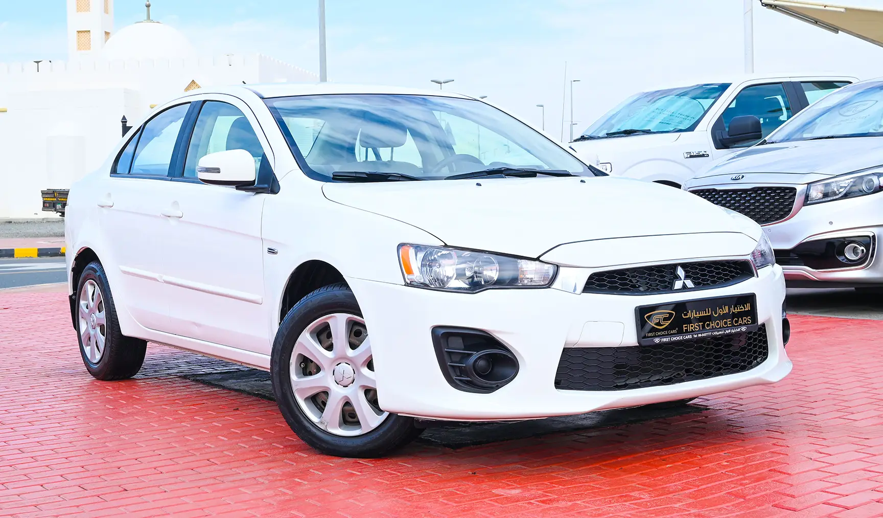 Used 2017 Mitsubishi LANCER EX GLX White – Right Front Diagonal (45°) View at First Choice Cars Sharjah