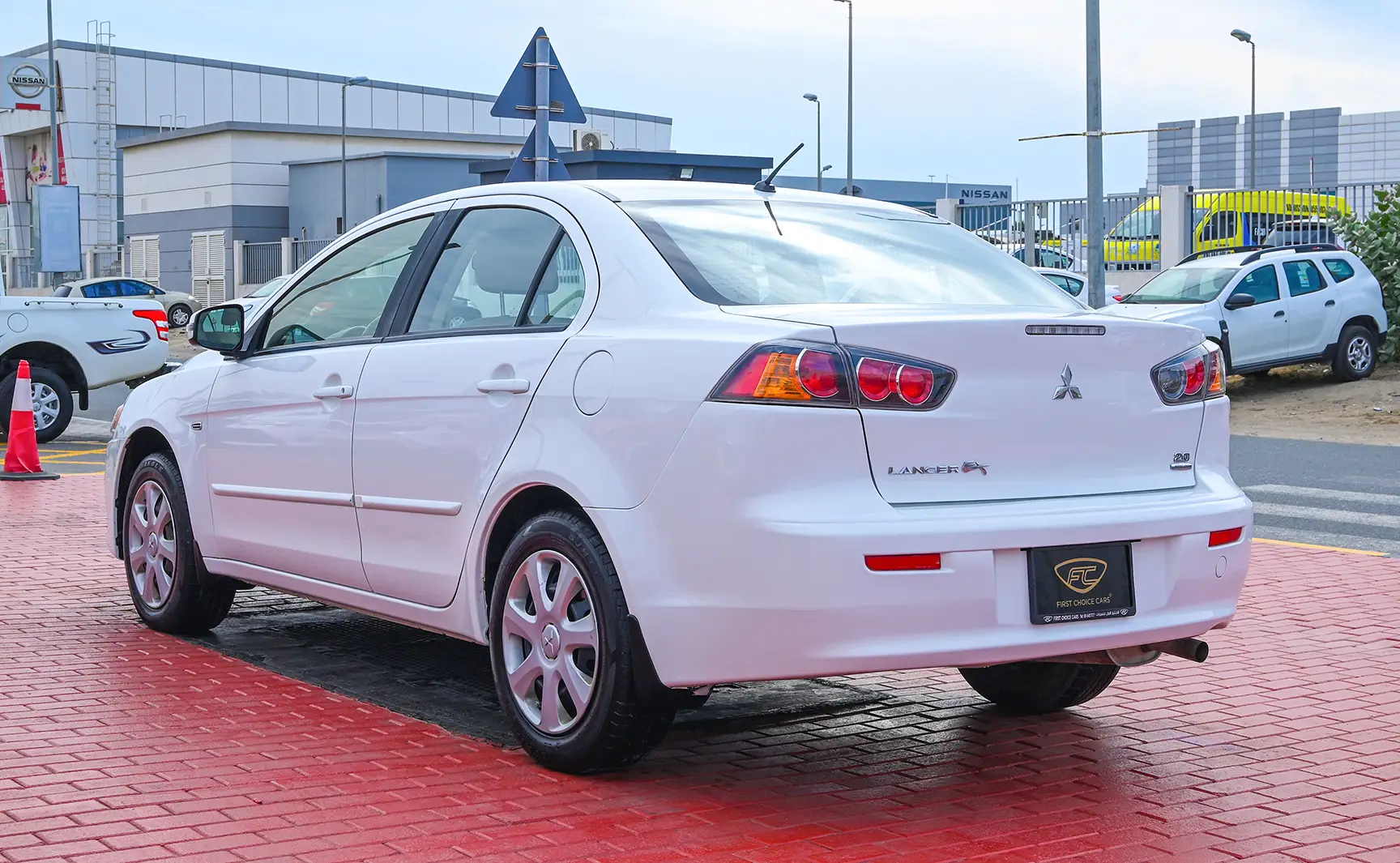 Used 2017 Mitsubishi LANCER EX GLX White – Left Back Diagonal (45°) View at First Choice Cars Sharjah