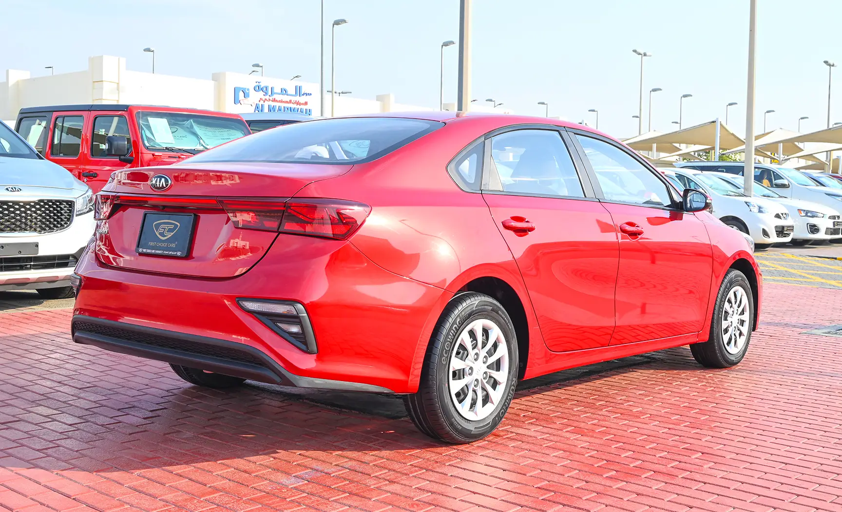 Used 2020 KIA Cerato Lx Red – Right Back Diagonal (45°) View at First Choice Cars Sharjah