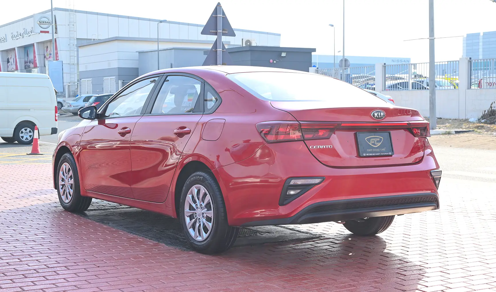 Used 2020 KIA Cerato Lx Red – Left Back Diagonal (45°) View at First Choice Cars Sharjah