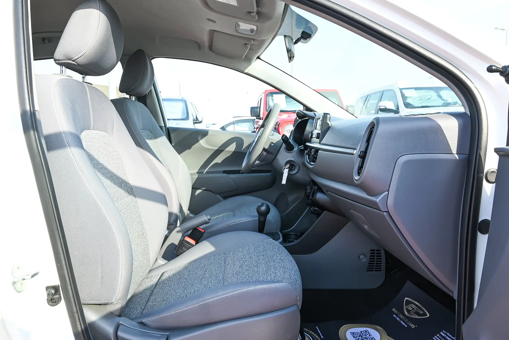 Used 2020 KIA Picanto Ex White – Front Passenger Side Cabin View at First Choice Cars Sharjah