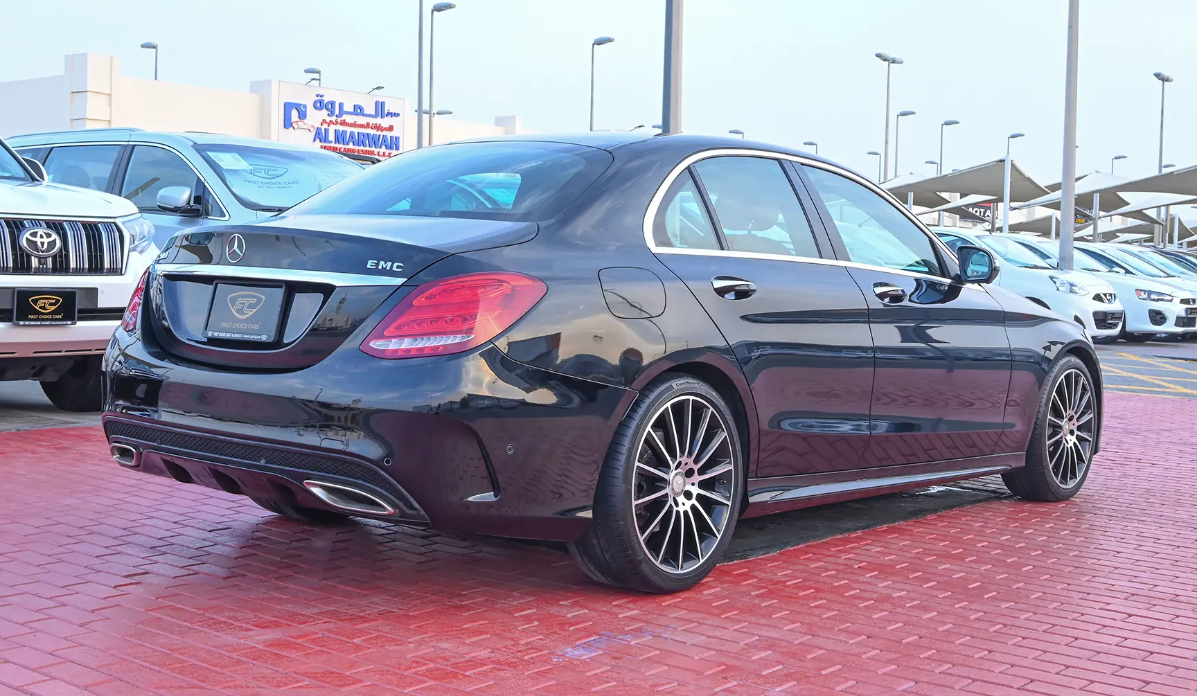 Used 2016 Mercedes-Benz C-Class C 200 Black – Right Back Diagonal (45°) View at First Choice Cars Sharjah