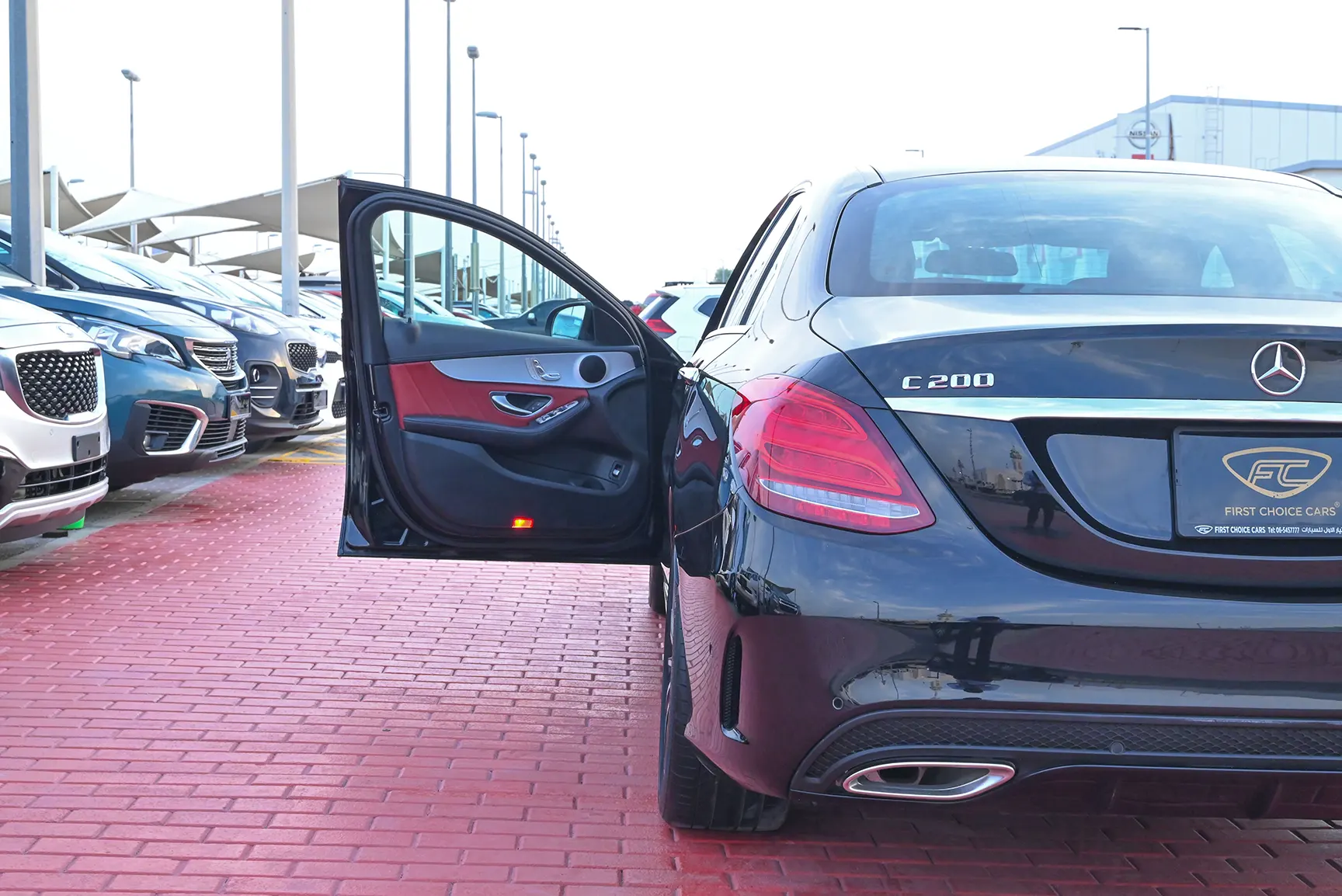 Used 2016 Mercedes-Benz C-Class C 200 Black – Taillight Close-up at First Choice Cars Sharjah