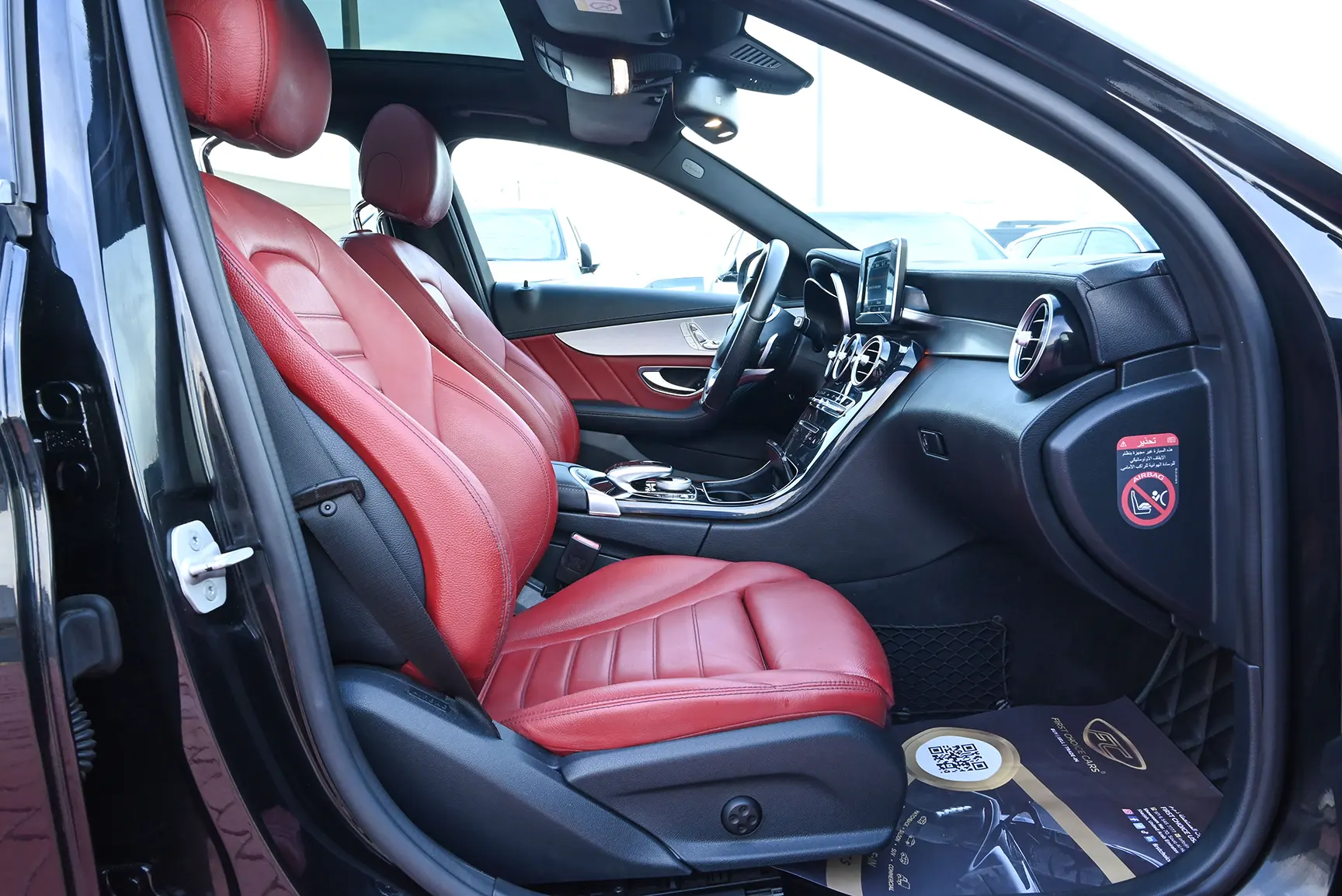 Used 2016 Mercedes-Benz C-Class C 200 Black – Front Passenger Side Cabin View at First Choice Cars Sharjah