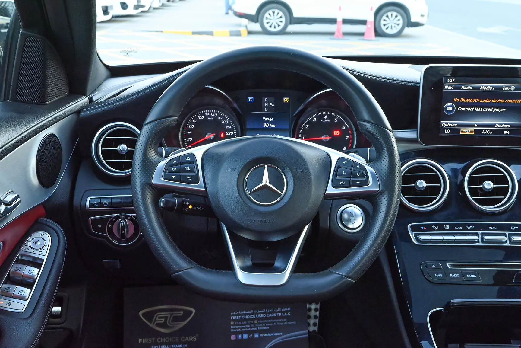 Used 2016 Mercedes-Benz C-Class C 200 Black – Driver Side Dashboard & Steering View at First Choice Cars Sharjah