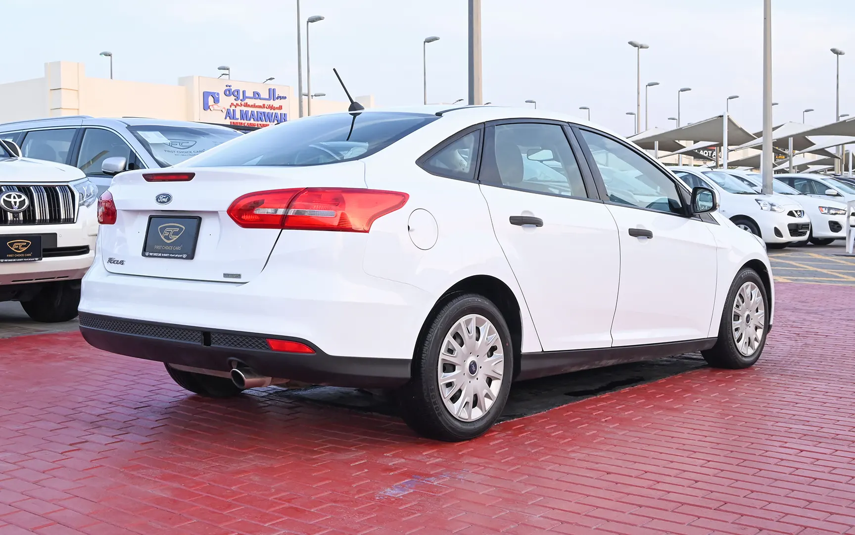 Used 2018 Ford Focus S White – Right Back Diagonal (45°) View at First Choice Cars Sharjah