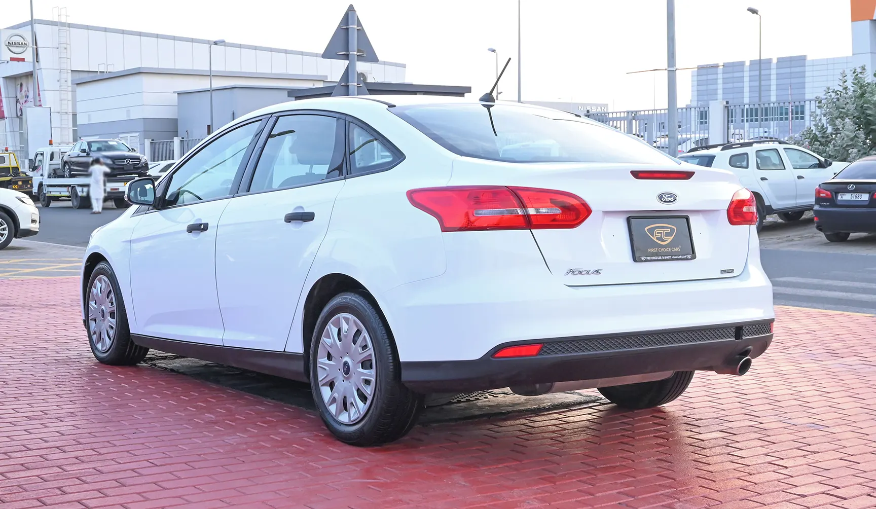 Used 2018 Ford Focus S White – Left Back Diagonal (45°) View at First Choice Cars Sharjah