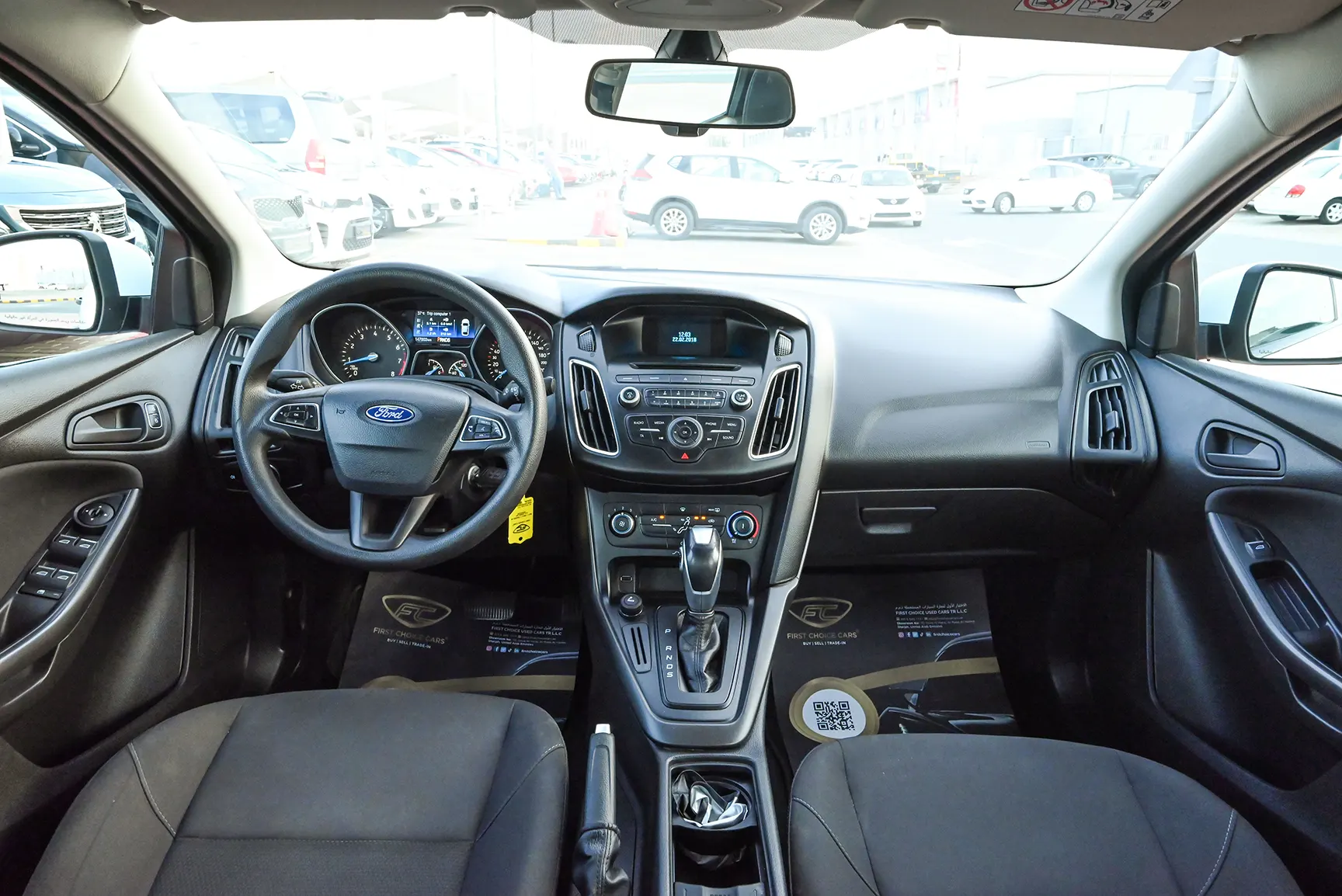 Used 2018 Ford Focus S White – Front Cabin / Dashboard Full View at First Choice Cars Sharjah