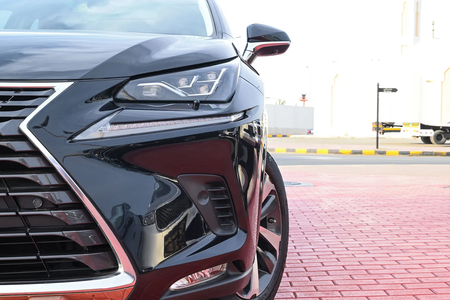 Used 2019 Lexus NX Series NX 300 Platinum Black – Headlight Close-up at First Choice Cars Sharjah