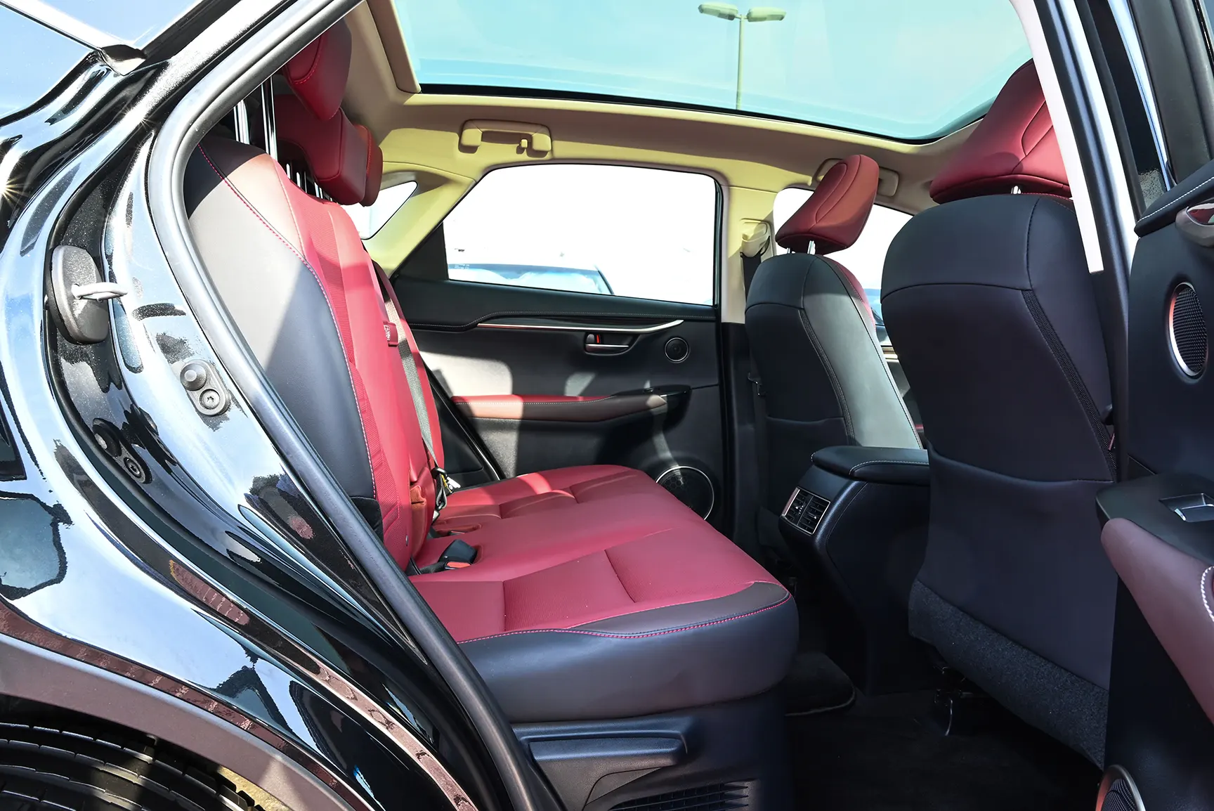 Used 2019 Lexus NX Series NX 300 Platinum Black – Rear Passenger Side Cabin View at First Choice Cars Sharjah