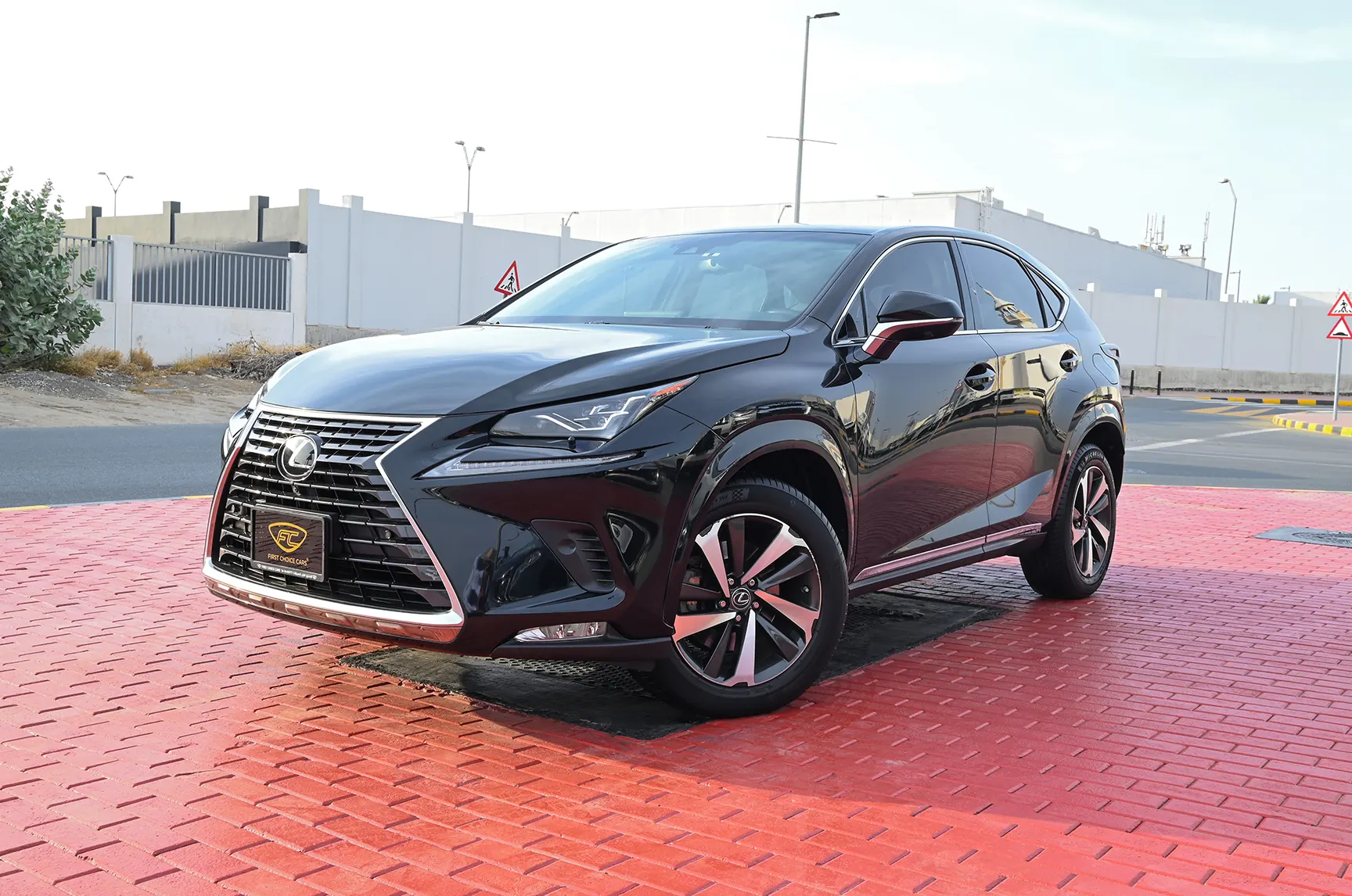 Used 2019 Lexus NX-SERIES NX 300 Platinum Black – Left Front Diagonal (45°) View at First Choice Cars Sharjah