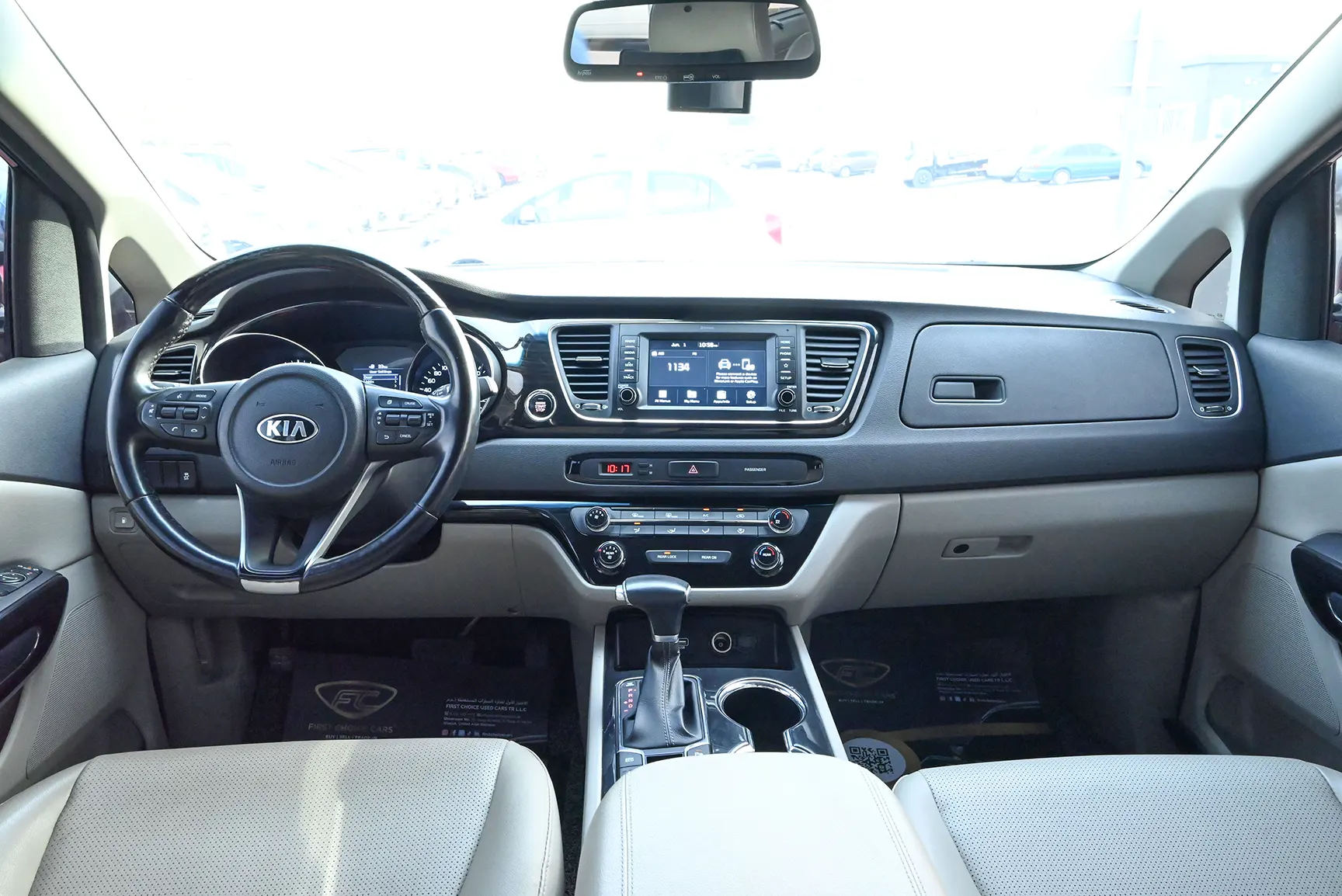 Used 2019 KIA Carnival Ex Black – Front Cabin / Dashboard Full View at First Choice Cars Sharjah