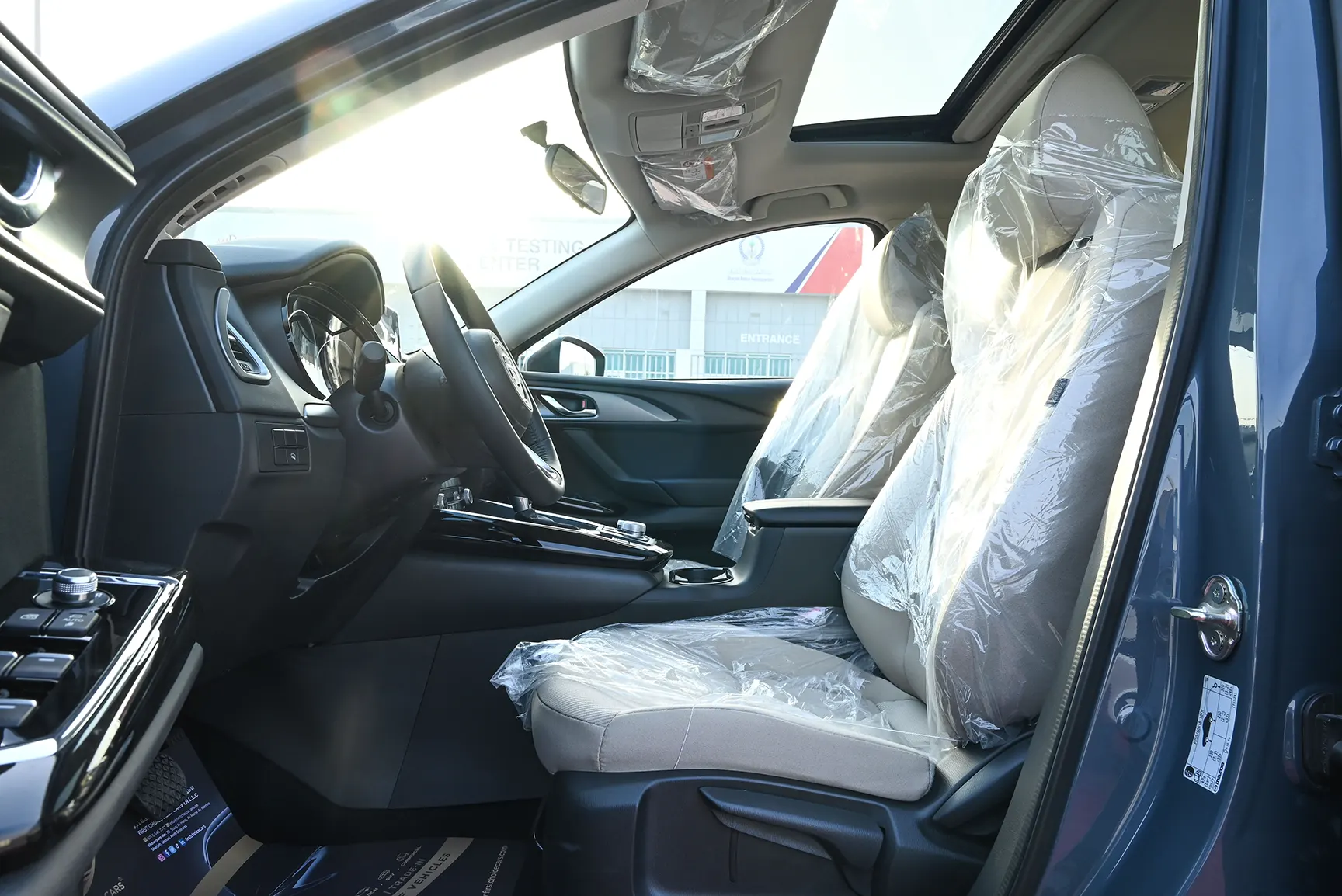 Used 2022 Mazda CX-9 GT in Blue – Front Driver Side Cabin View for Sale at First Choice Cars Dubai Sharjah