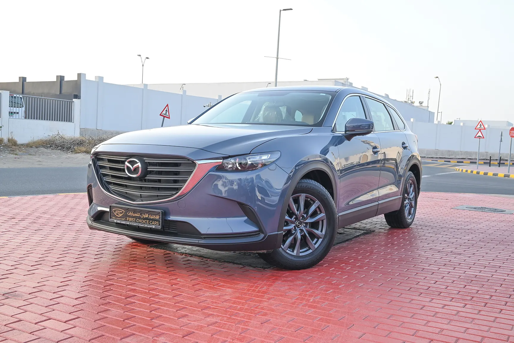 Used 2022 Mazda CX-9 GT Blue – Left Front Diagonal (45°) View at First Choice Cars Sharjah