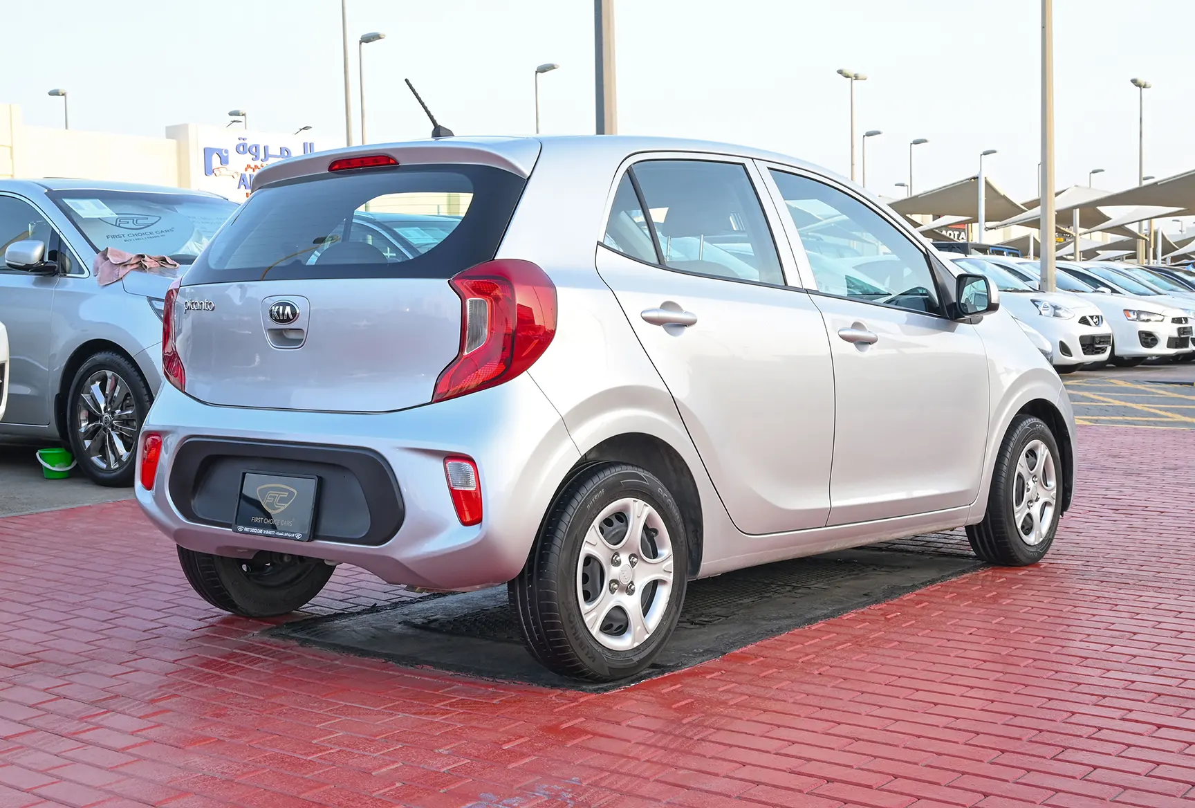 Used 2020 KIA Picanto Ex Silver – Right Back Diagonal (45°) View at First Choice Cars Sharjah